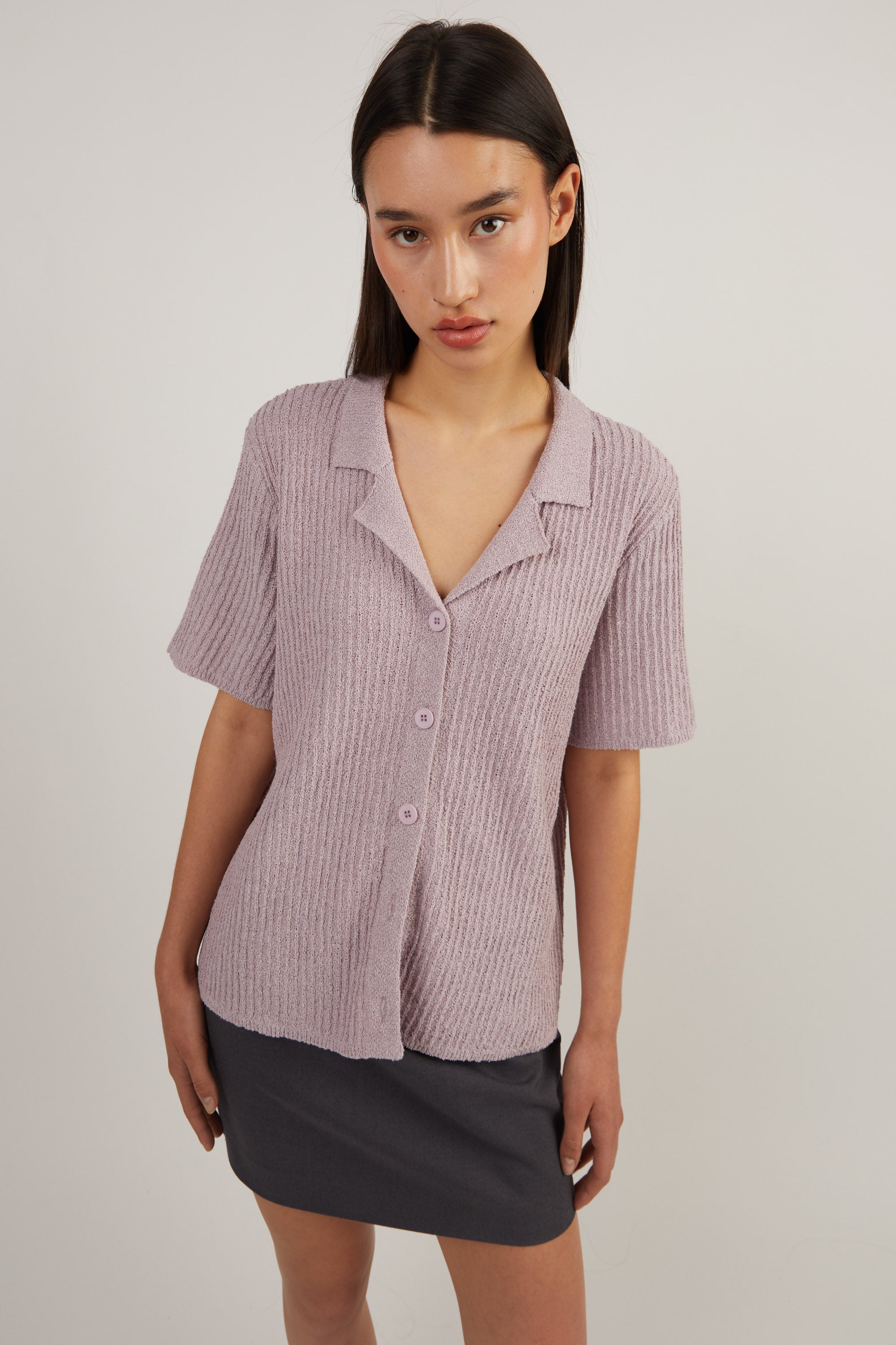 SHORT SLEEVE BUTTON UP CARDIGAN Comfortable Online