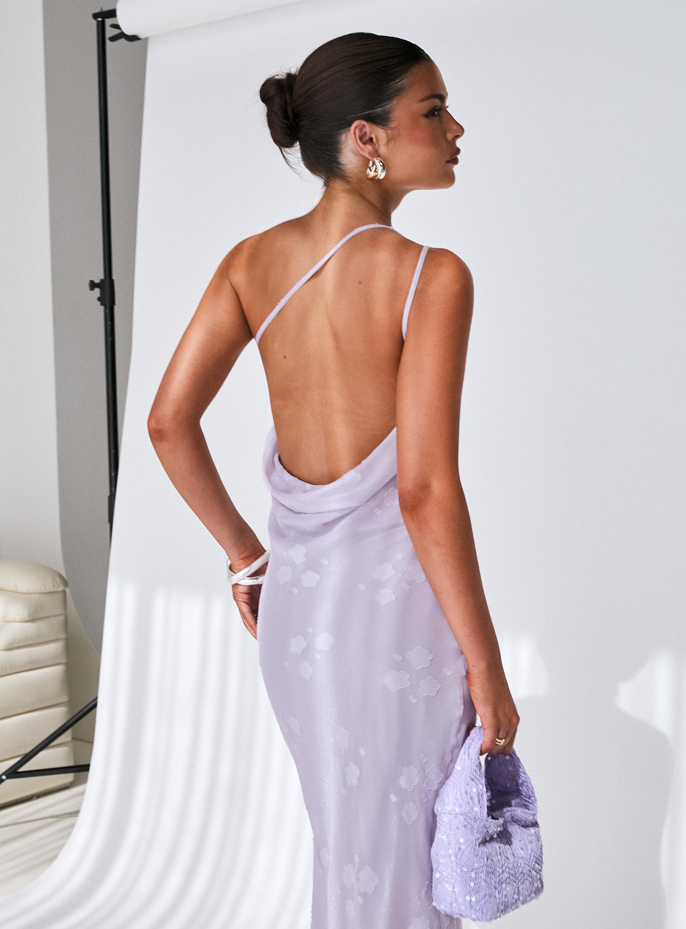 Jazmira One Shoulder Maxi Dress Lilac Fashion Style For Sale