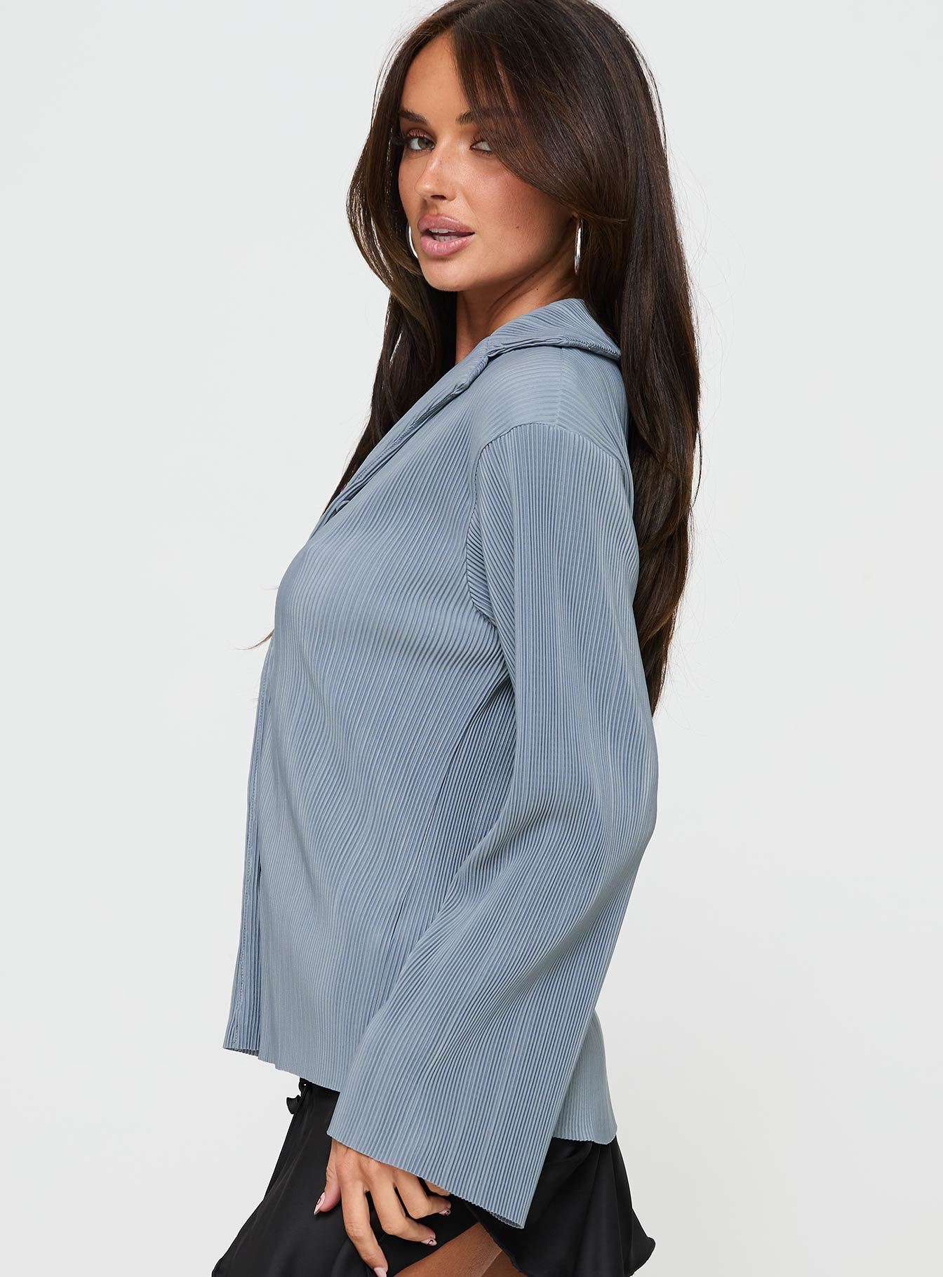 Louie Pleated Shirt Blue Discount Order