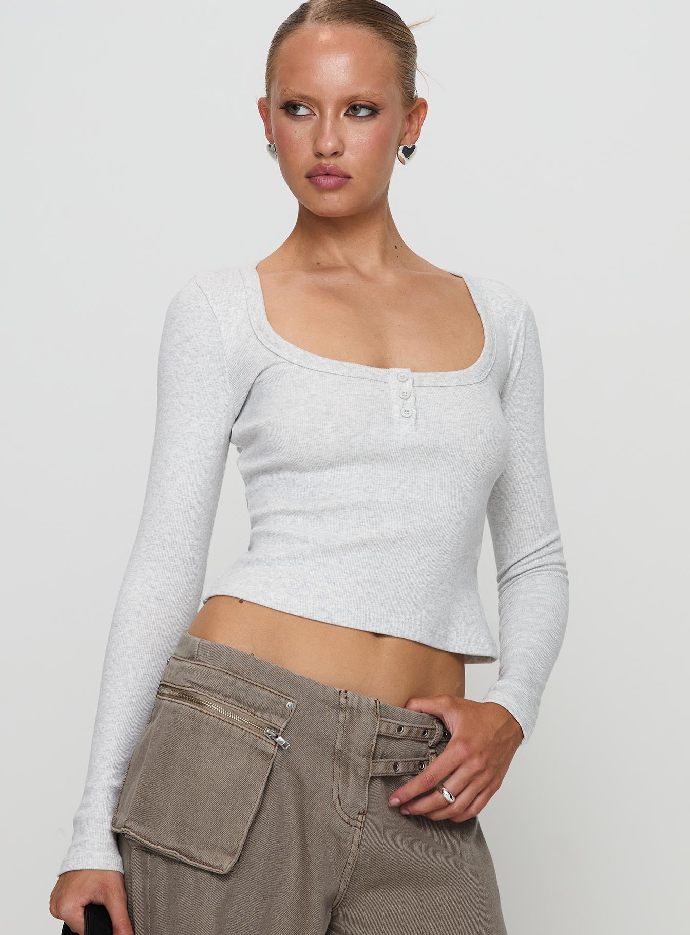 Daphine Long Sleeve Top Grey Discount Manchester