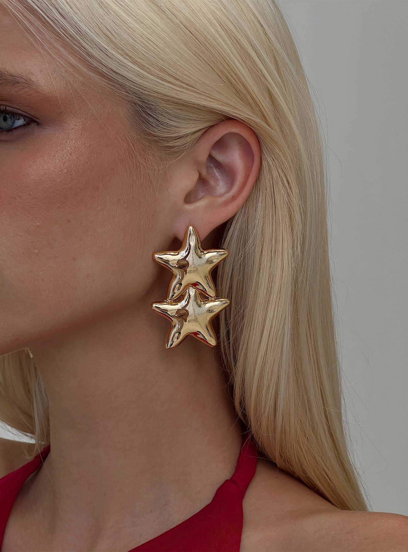 Double Star Earrings Gold Clearance Original