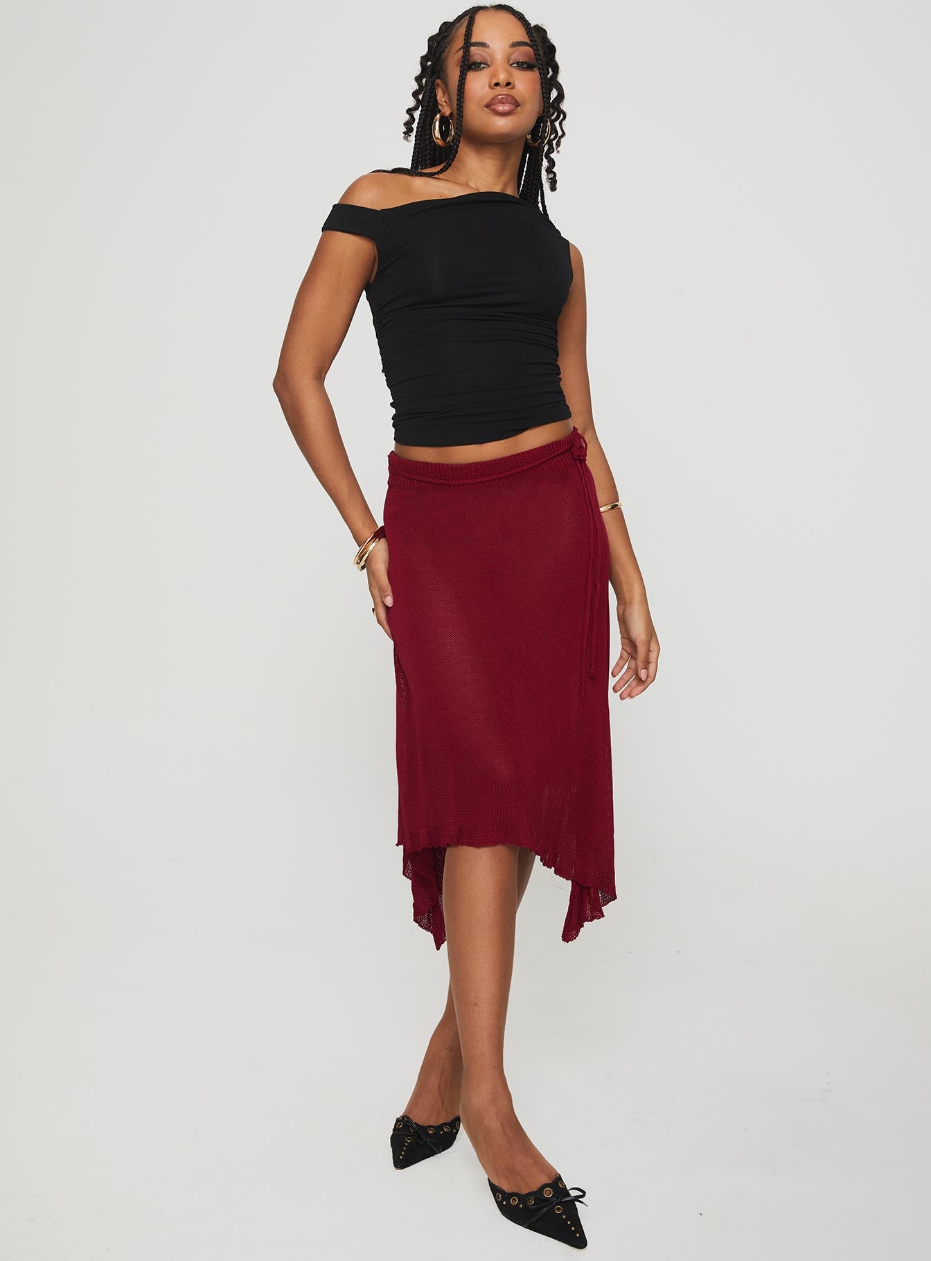 Leysa Midi Skirt Red Buy Cheap Nicekicks