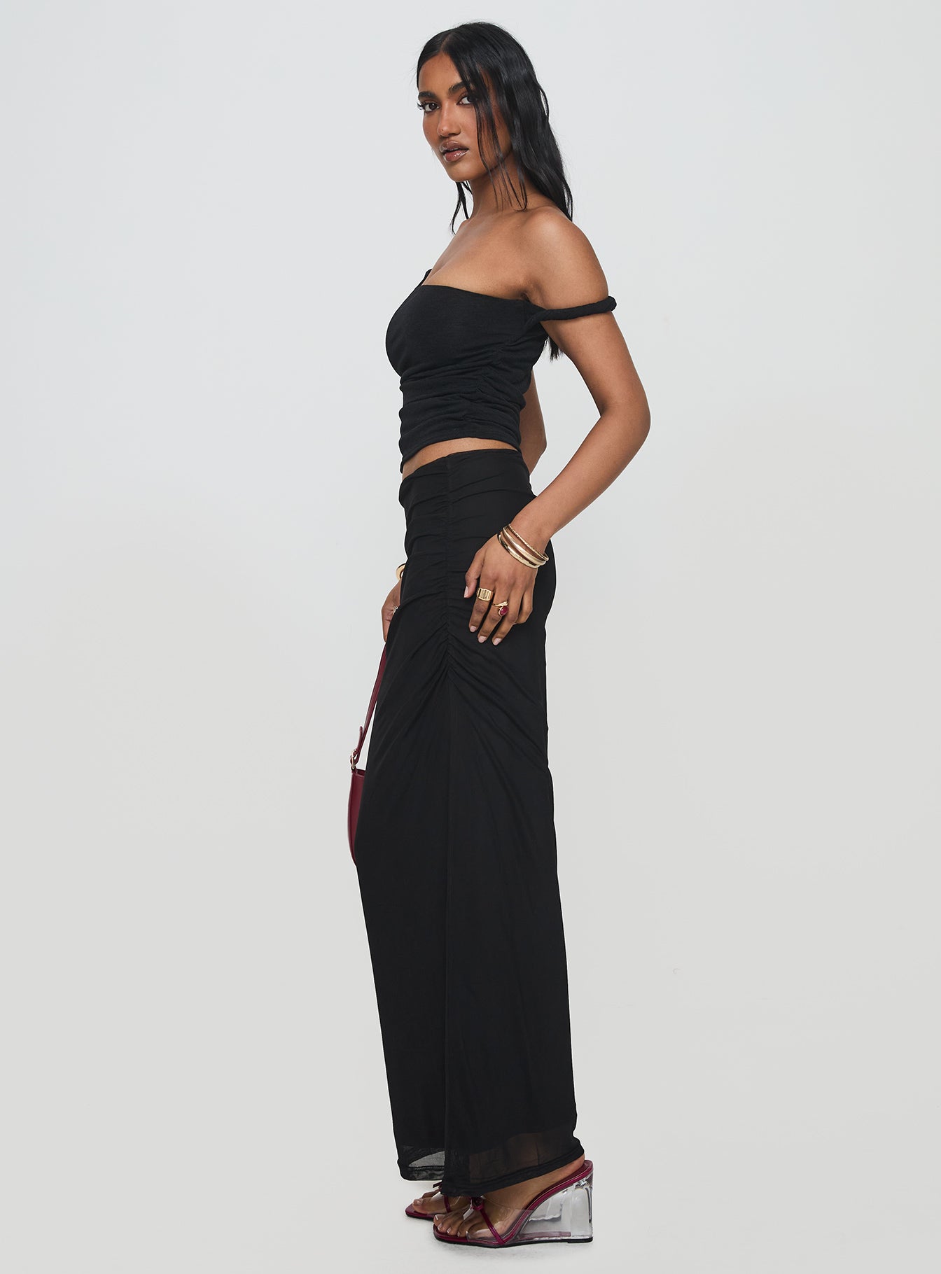 Mastermind Ruched Maxi Skirt Black Outlet Release Dates