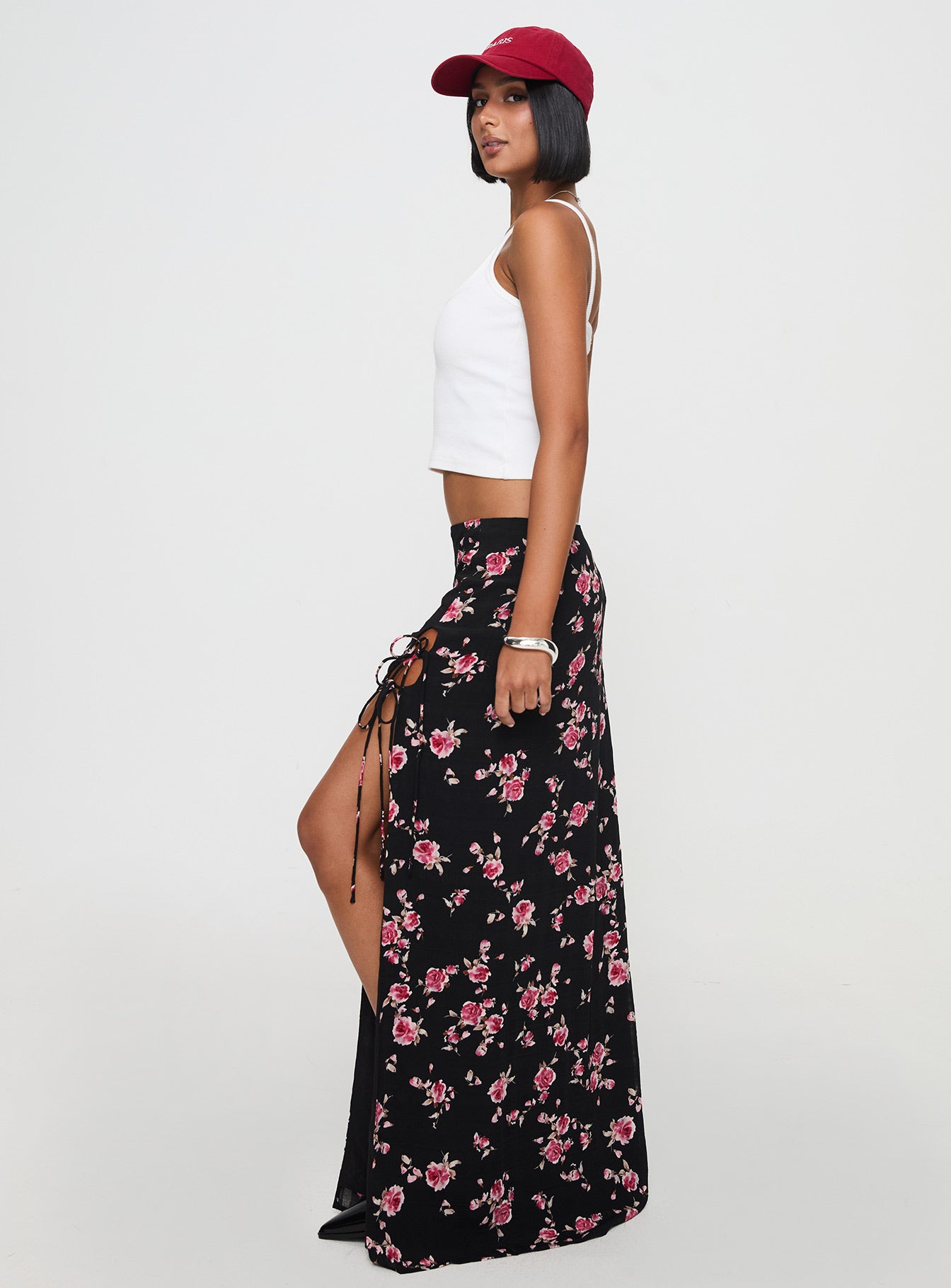 Rhomana Maxi Skirt Black Floral Free Shipping Looking For