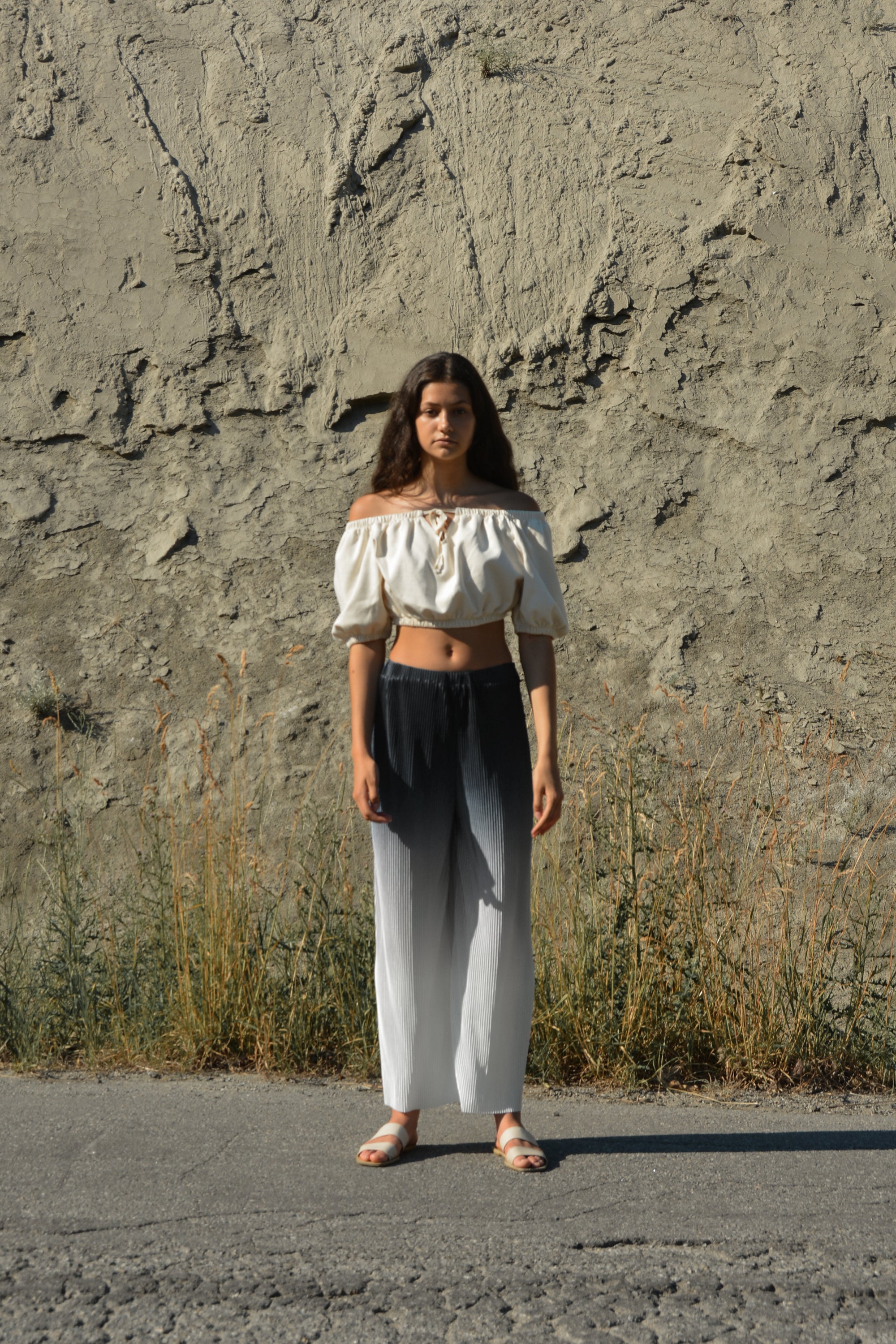 OMBRE PLEATED WIDE LEG PANT On Hot Sale