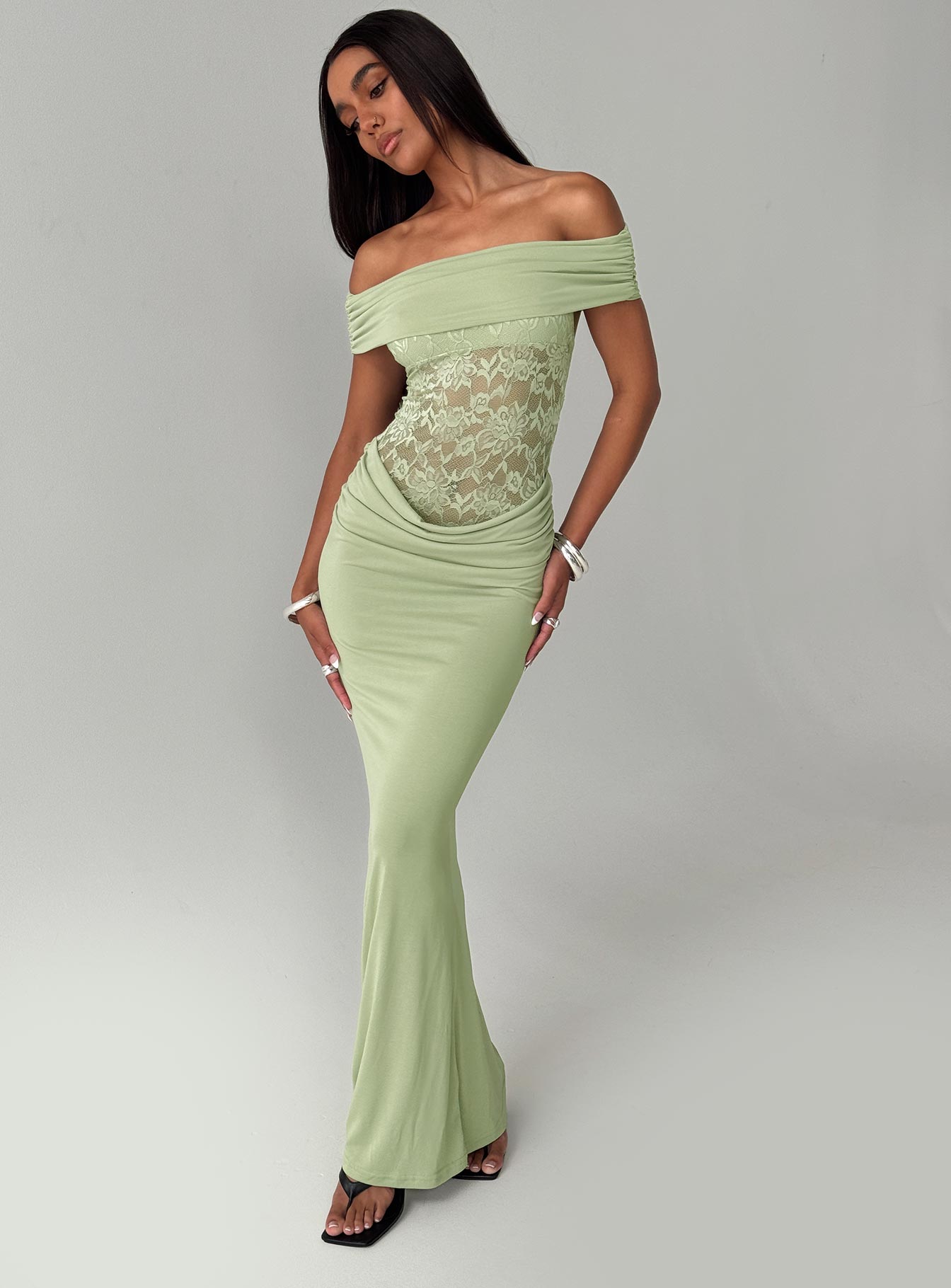 Gwendolen Off The Shoulder Maxi Dress Green Clearance Best Store To Get