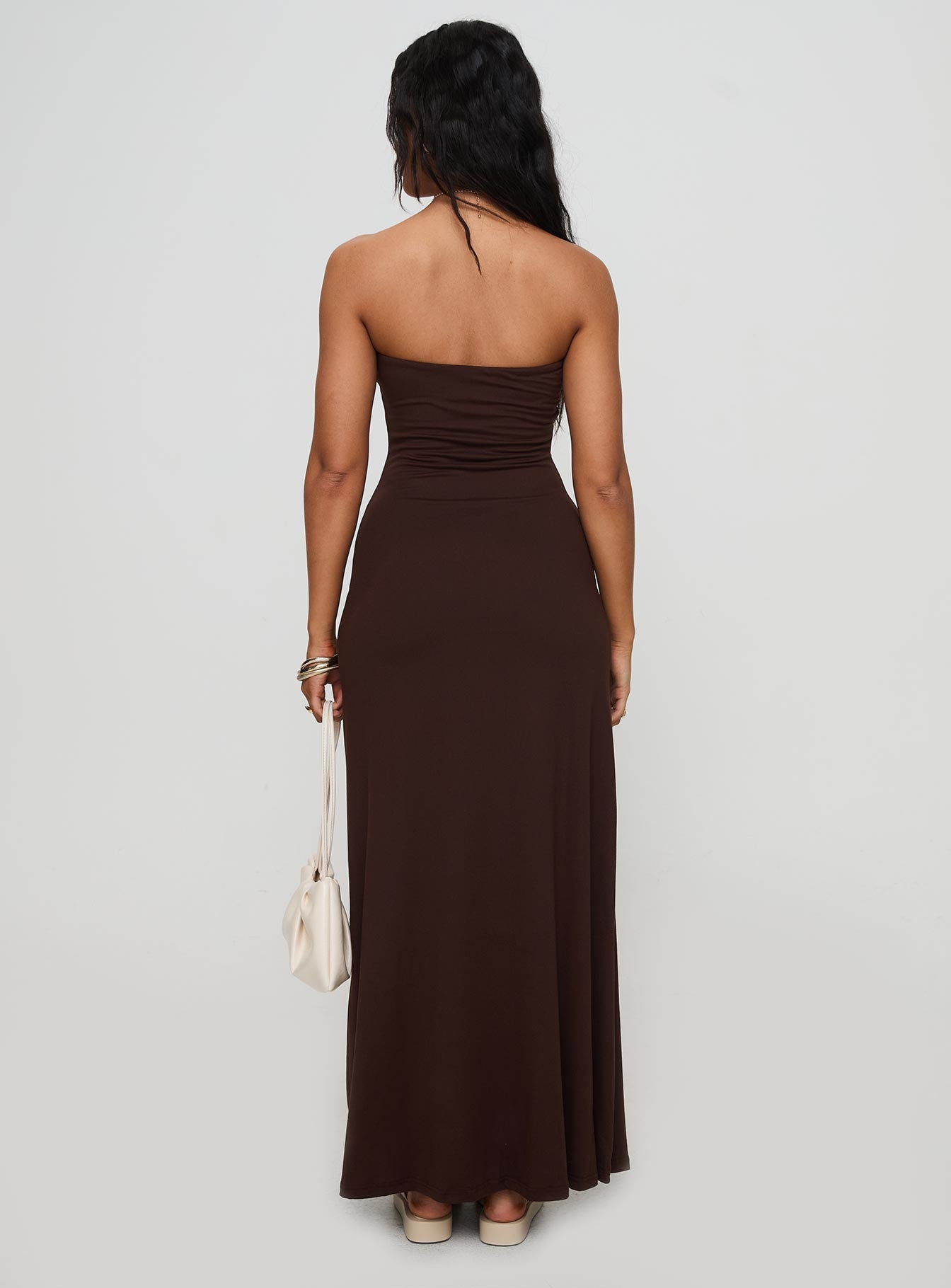 Bellaire Strapless Maxi Dress Brown Sale Supply