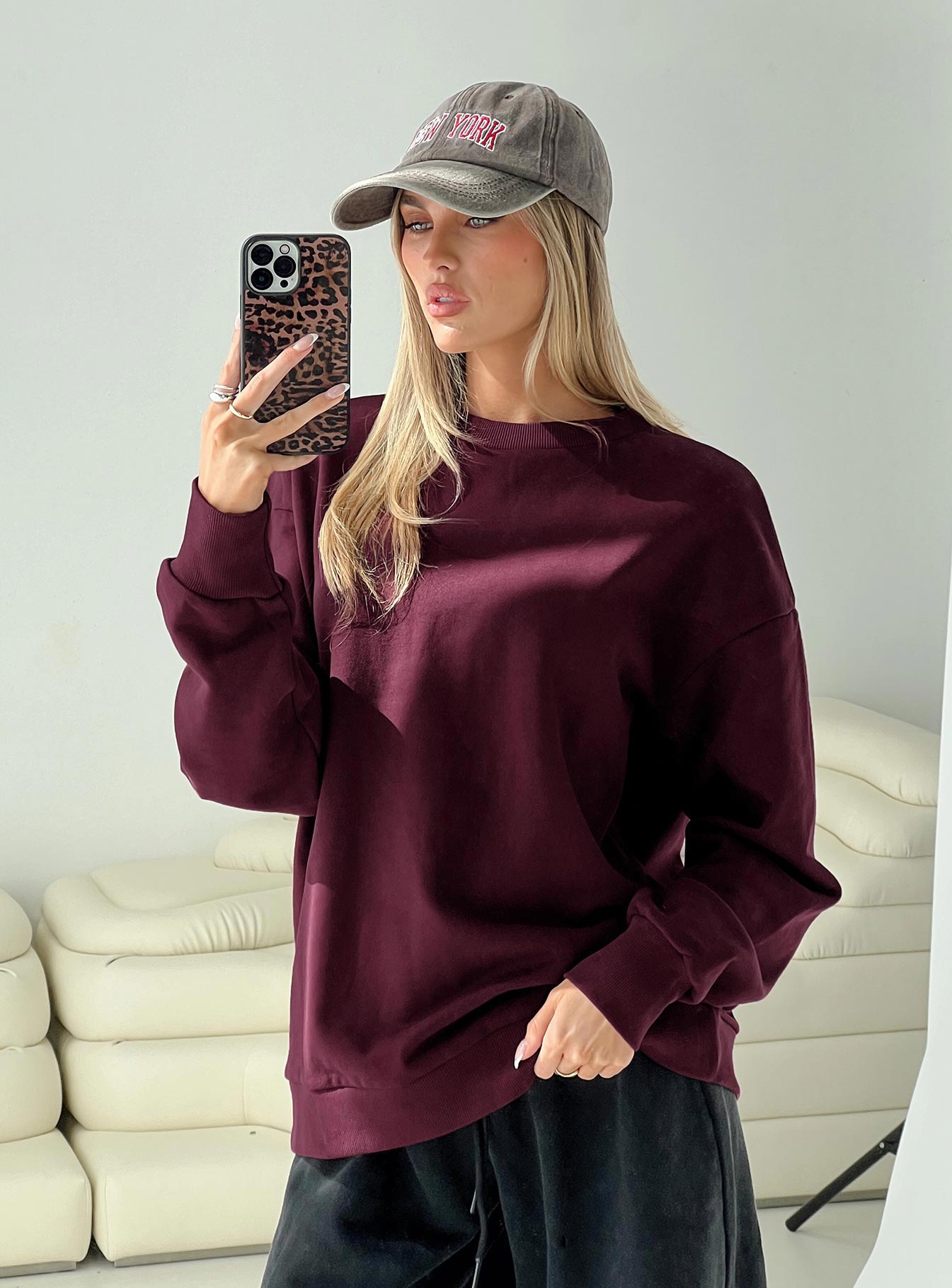 All Day Crewneck Sweatshirt Wine Visit New Online