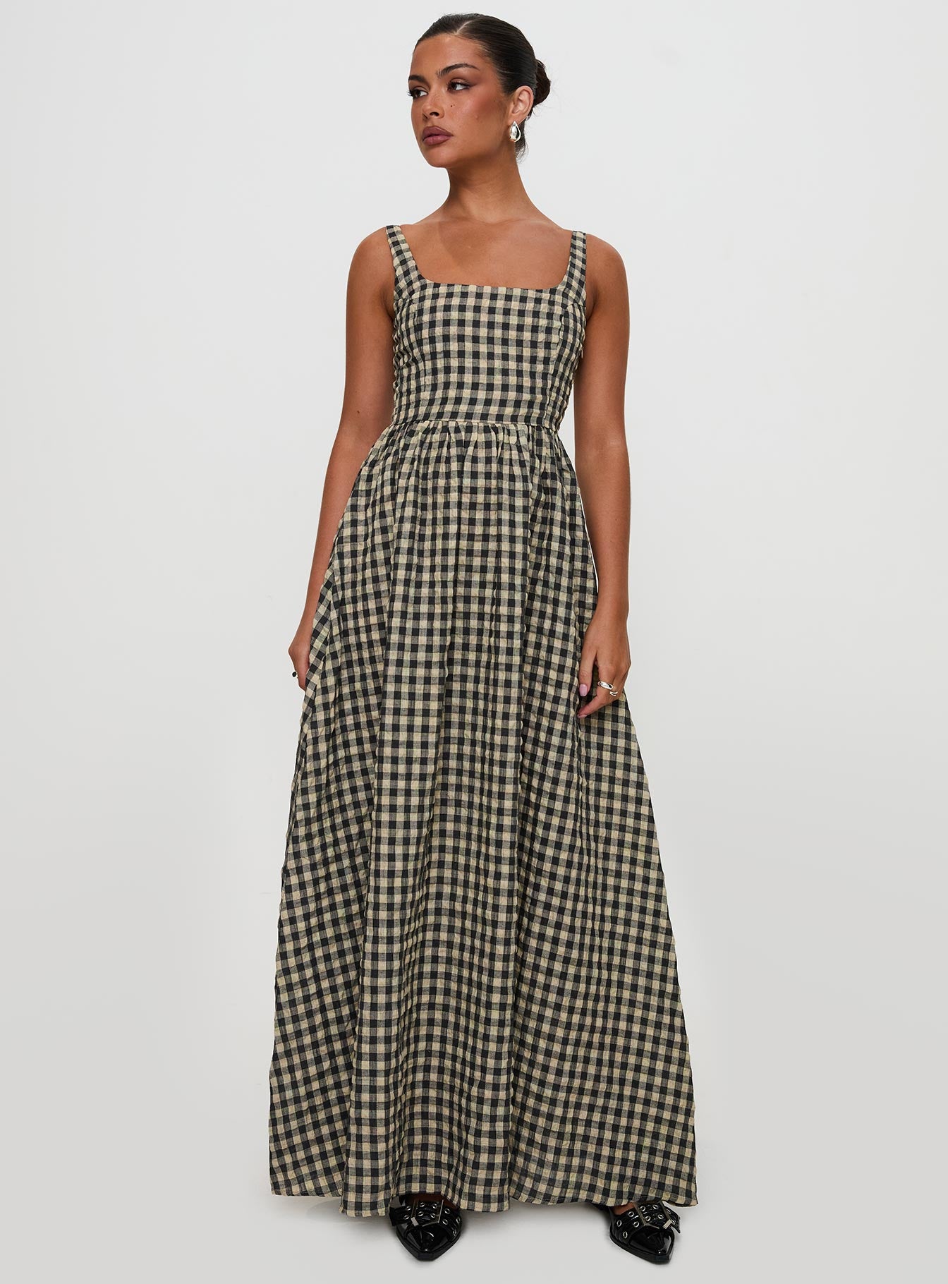 Cartmel Check Maxi Dress Black / Cream Tall Free Shipping Comfortable