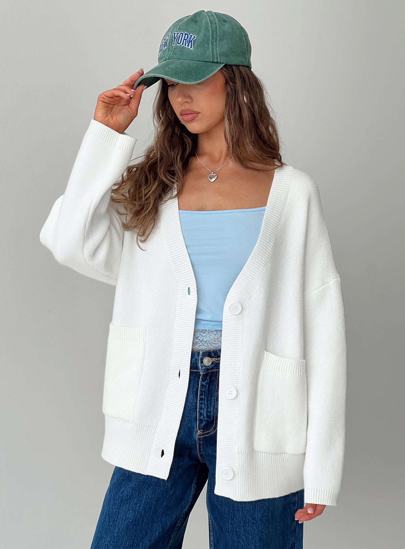 Burke Cardigan White Low Shipping Fee Online