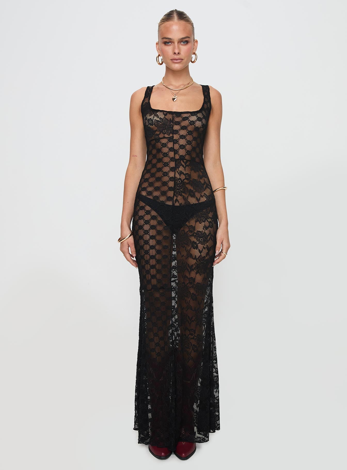 Zhara Lace Dress Black With Credit Card Online