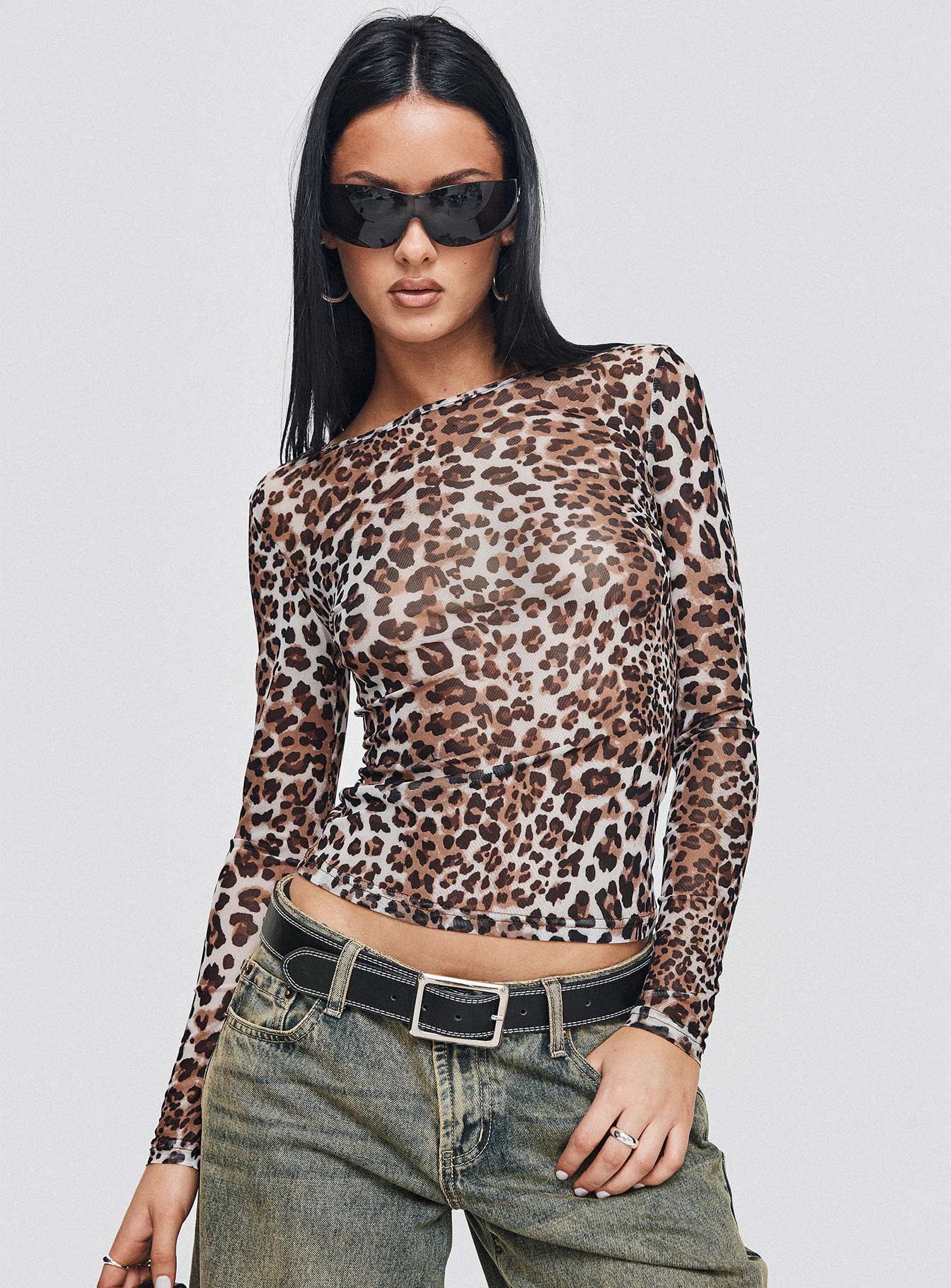 Believe Me Long Sleeve Top Leopard Sale Amazing Pice