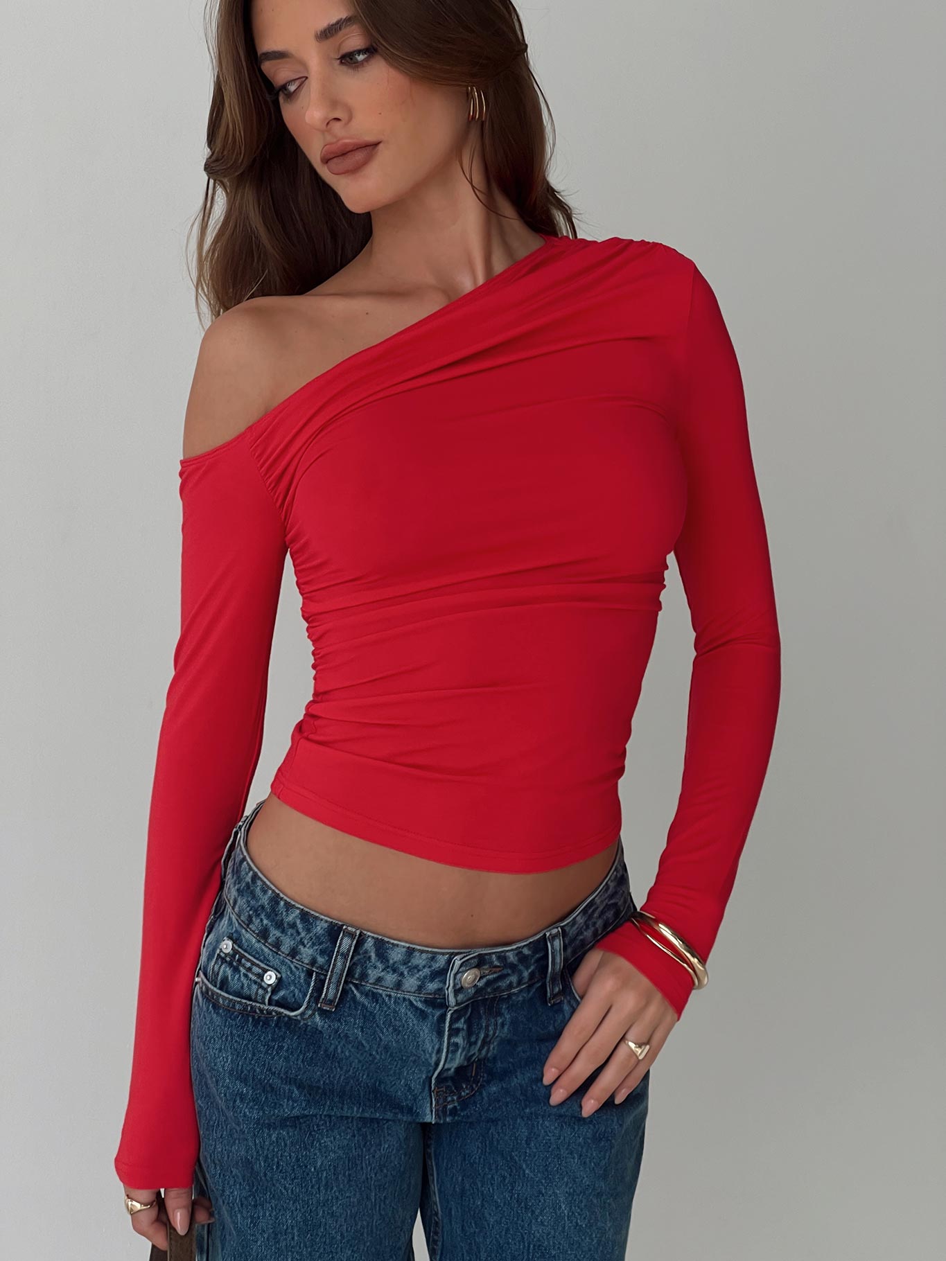 Beller Long Sleeve Top Red New Arrival