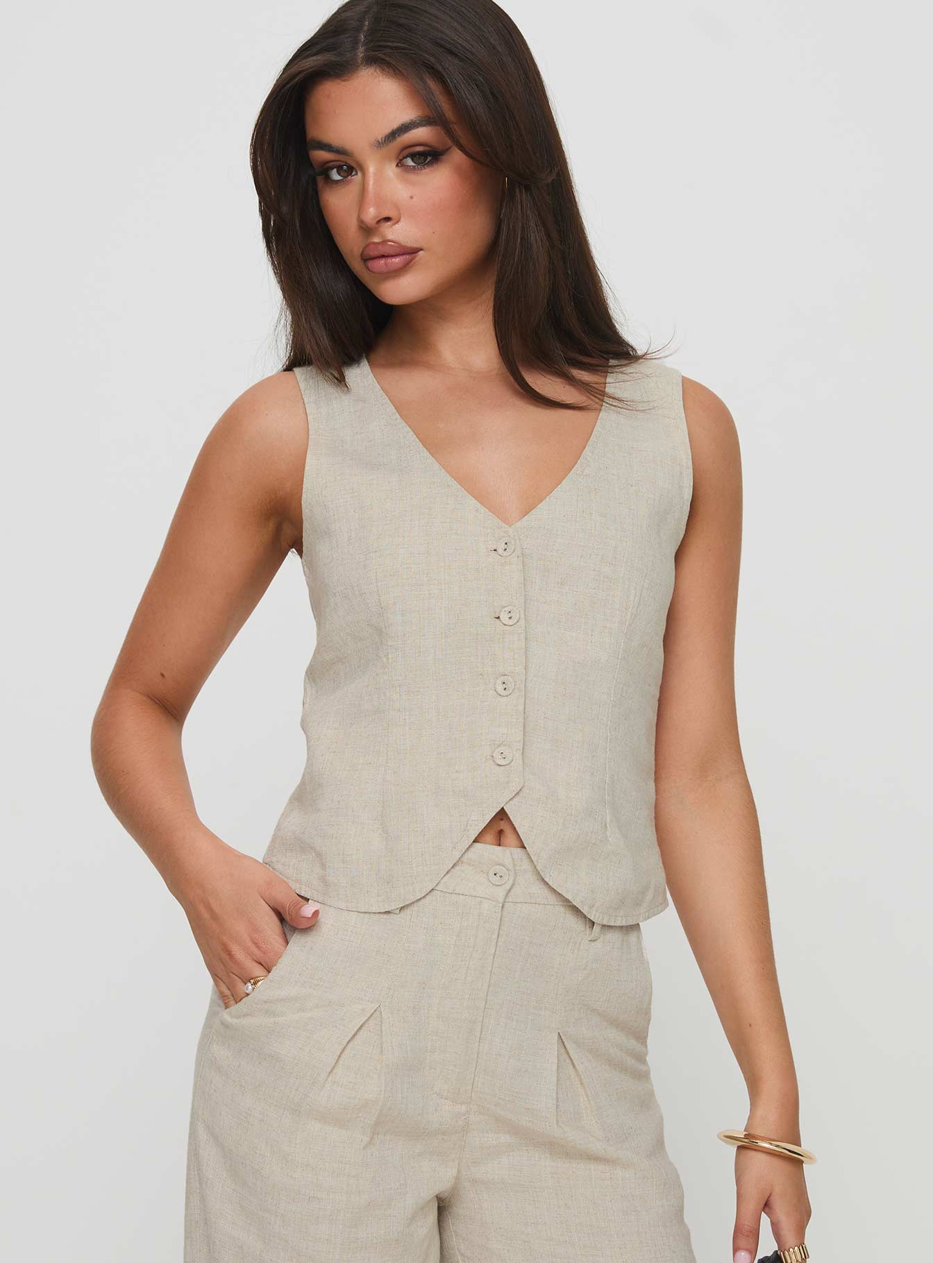 Sofi Vest Top Beige Perfect For Sale