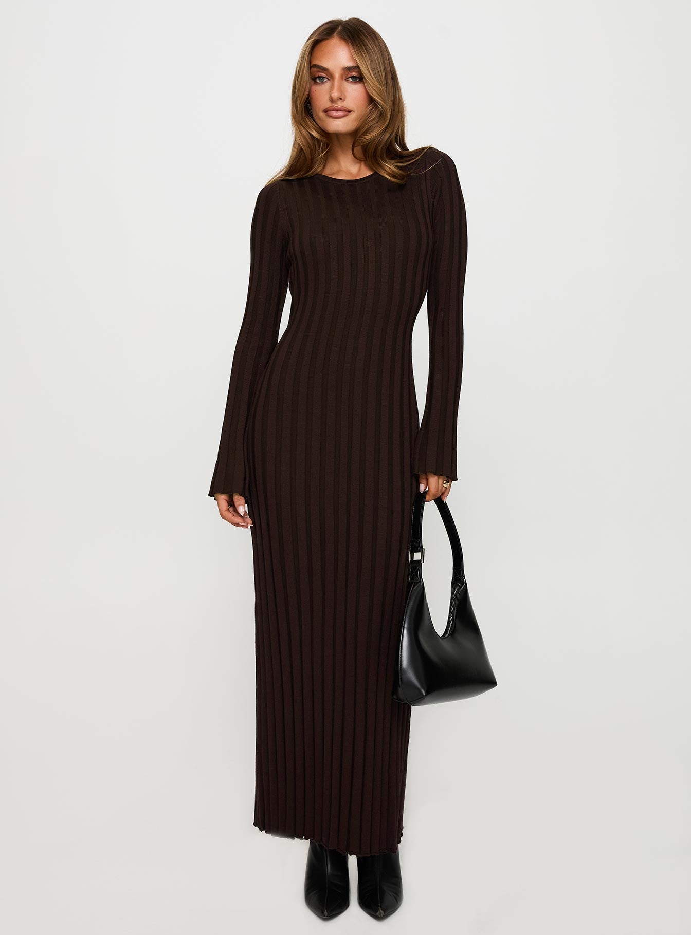 Vespa Long Sleeve Maxi Dress Brown Outlet Countdown Package