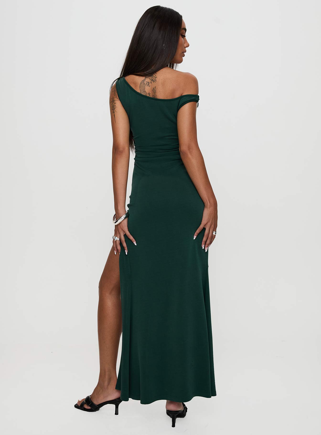 Rios One Shoulder Maxi Dress Green Cheap Pice Wholesale Pice