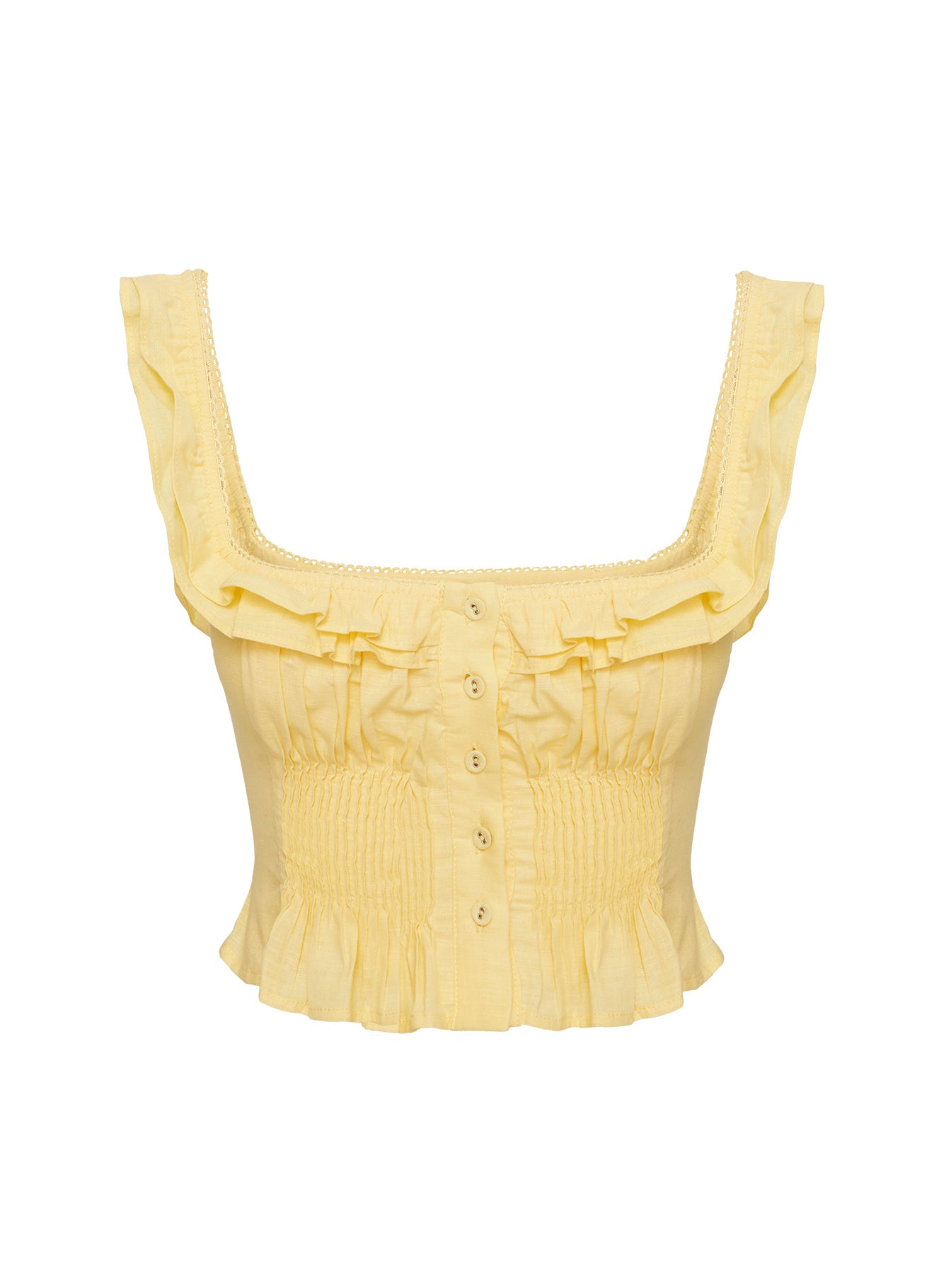 Isadoria Frill Top Yellow Free Shipping 100% Guaranteed