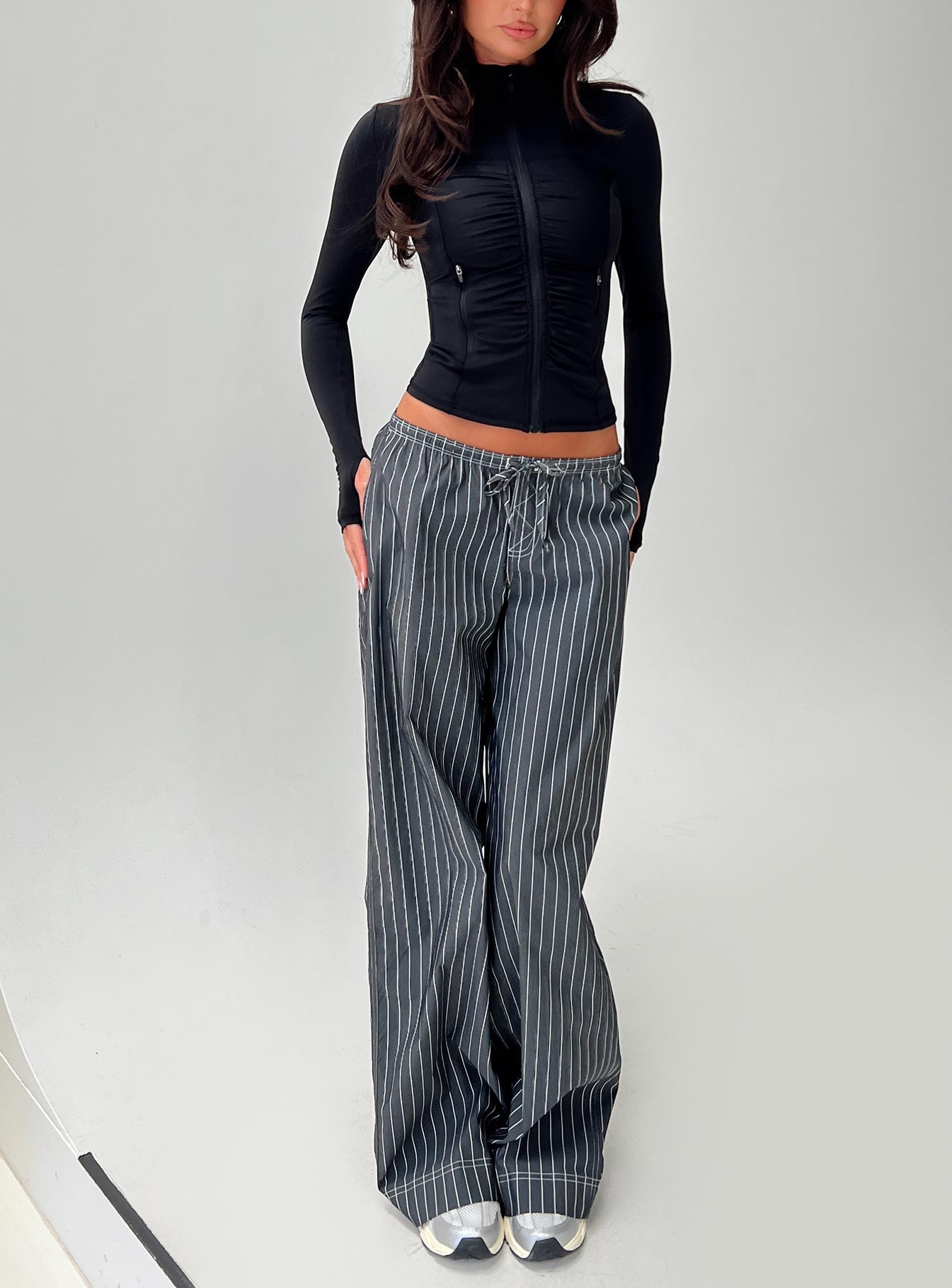 Terrance Baggy Pant Grey Stripe With Mastercard Online