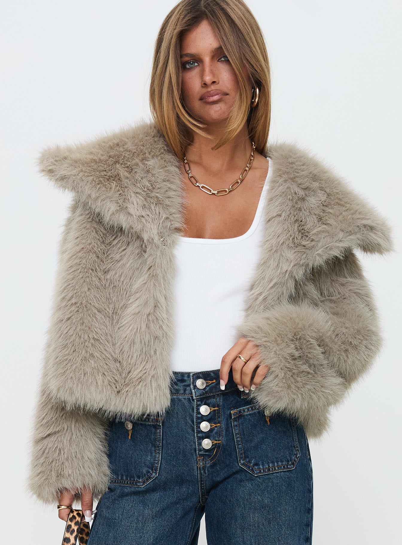 Wayland Faux Fur Jacket Grey Free Shipping The Cheapest