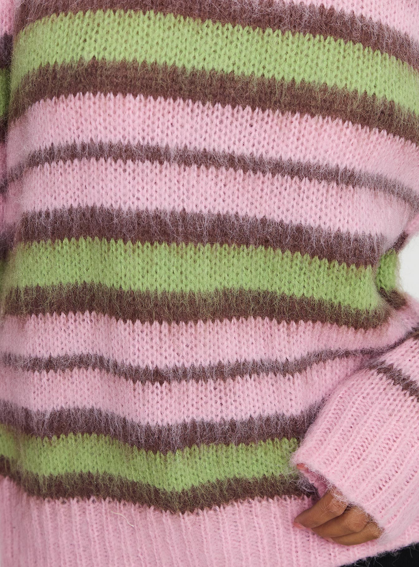 Maysie Crew Neck Knit Sweater Green / Pink Best Sale For Sale