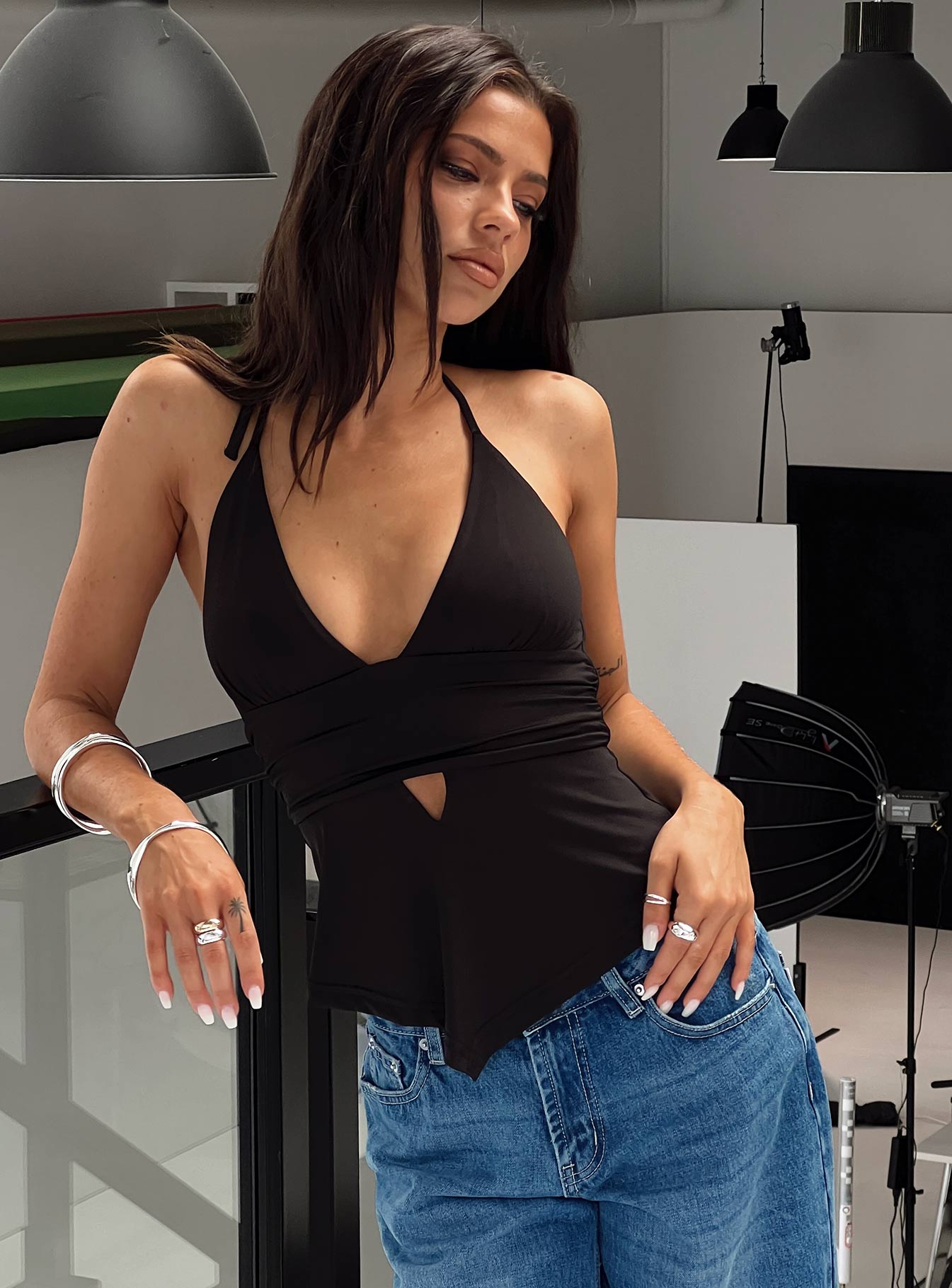 Averee Halter Top Black Big Sale Sale Online