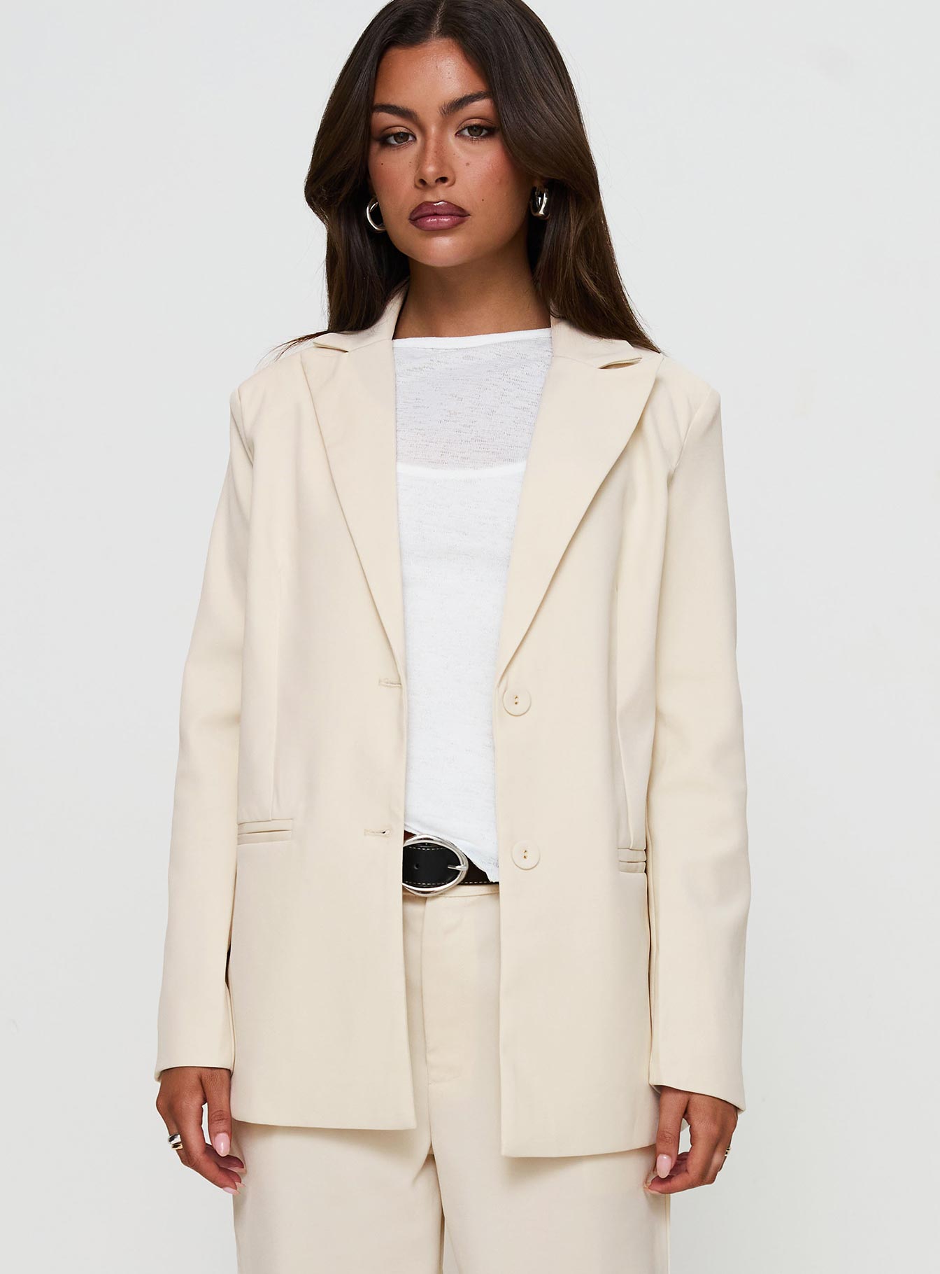 Crowd Pleaser Oversized Blazer Cream Sale Cheapest Pice