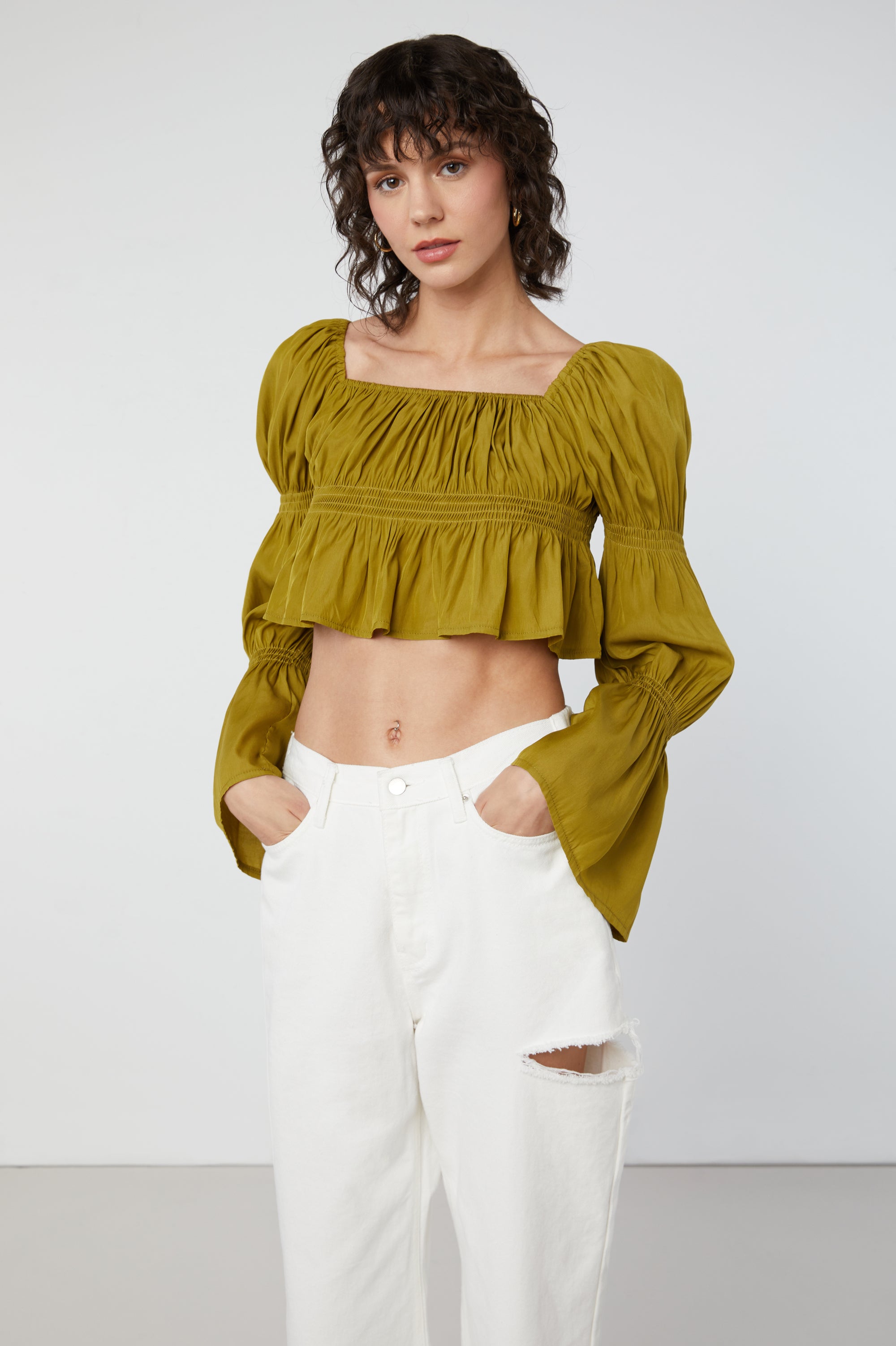 OFF THE SHOULDER GATHERED TOP 2025 New Sale Online