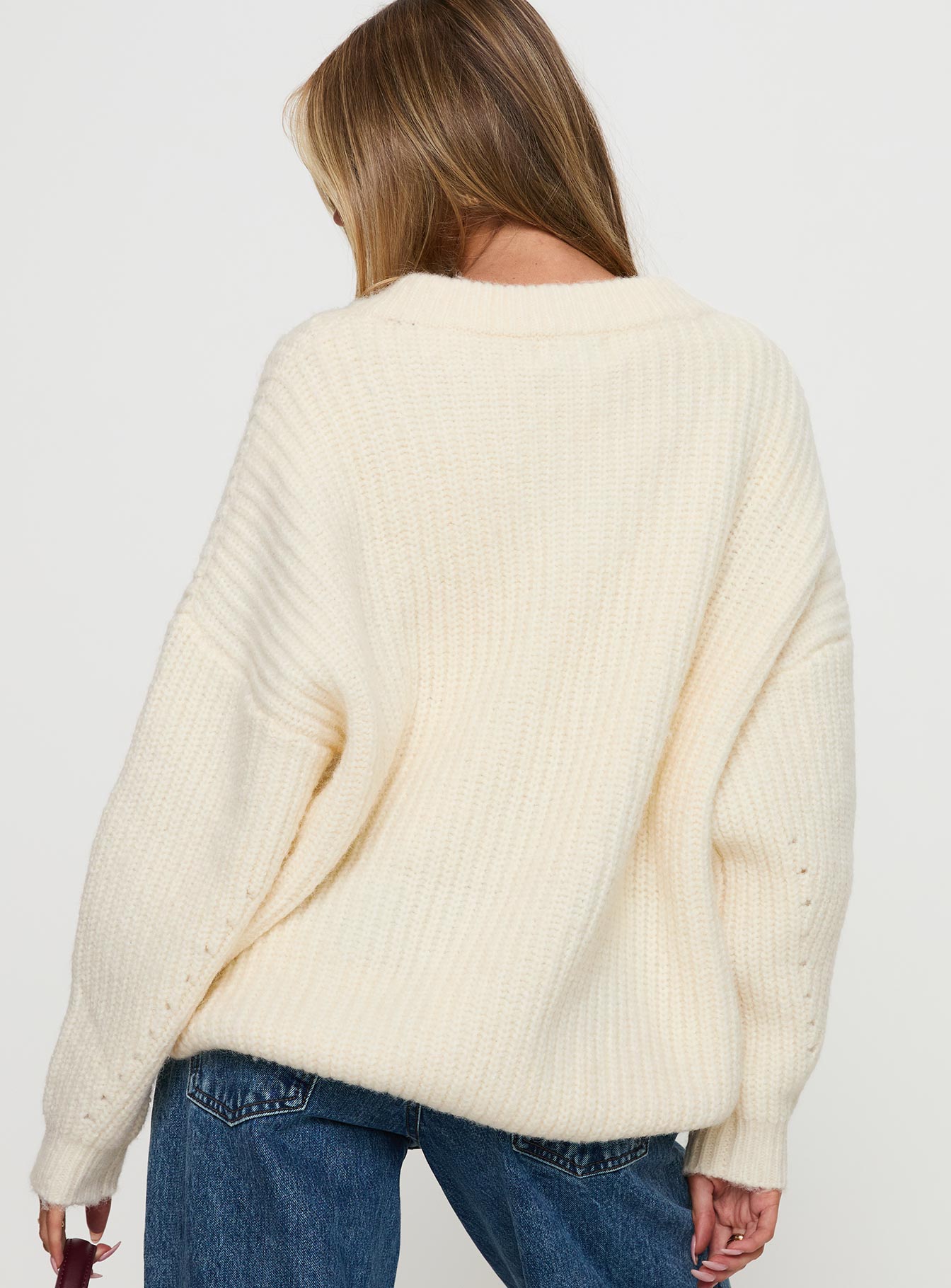 Have It All V Neck Knit Sweater Cream Best Store To Get Sale Online