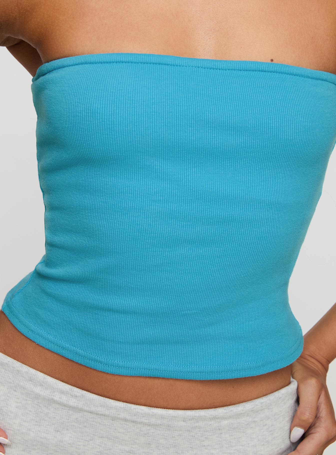 Baseline Strapless Rib Top Blue Discount Cheapest Pice