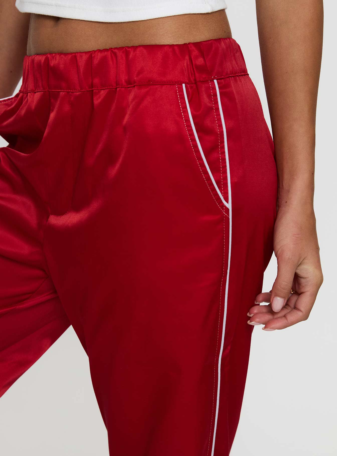 Travalta Satin Track Pant Red Order Cheap Online