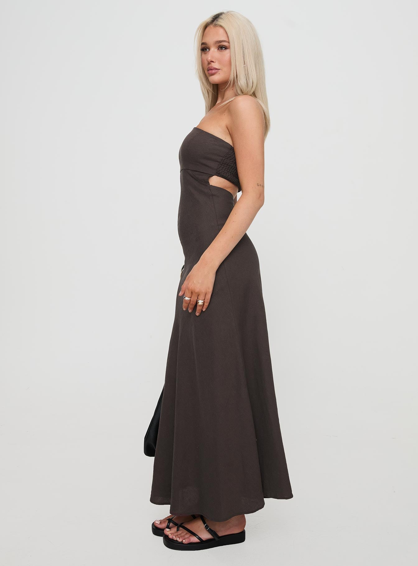 Yahir Strapless Maxi Dress Brown Official Site For Sale