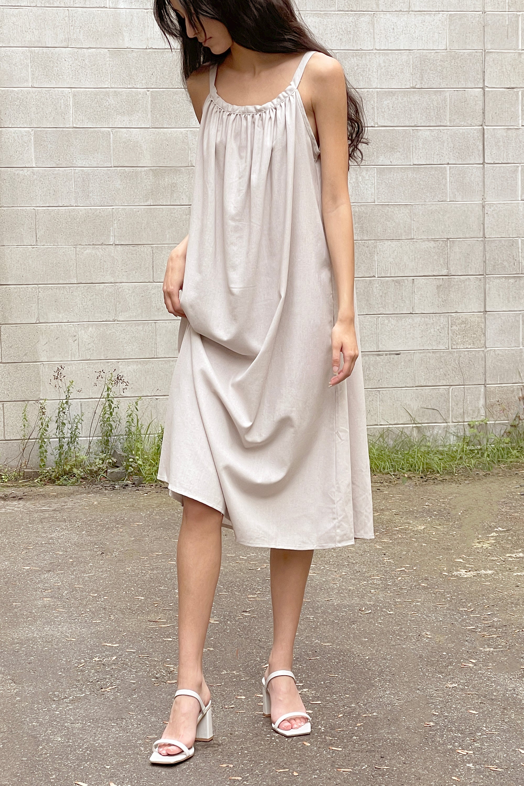 LINEN BLEND MIDI DRESS Reliable