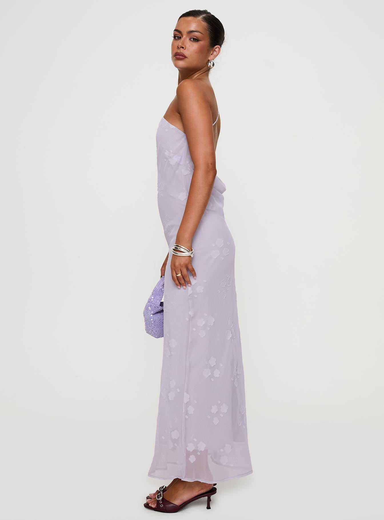 Jazmira One Shoulder Maxi Dress Lilac Fashion Style For Sale