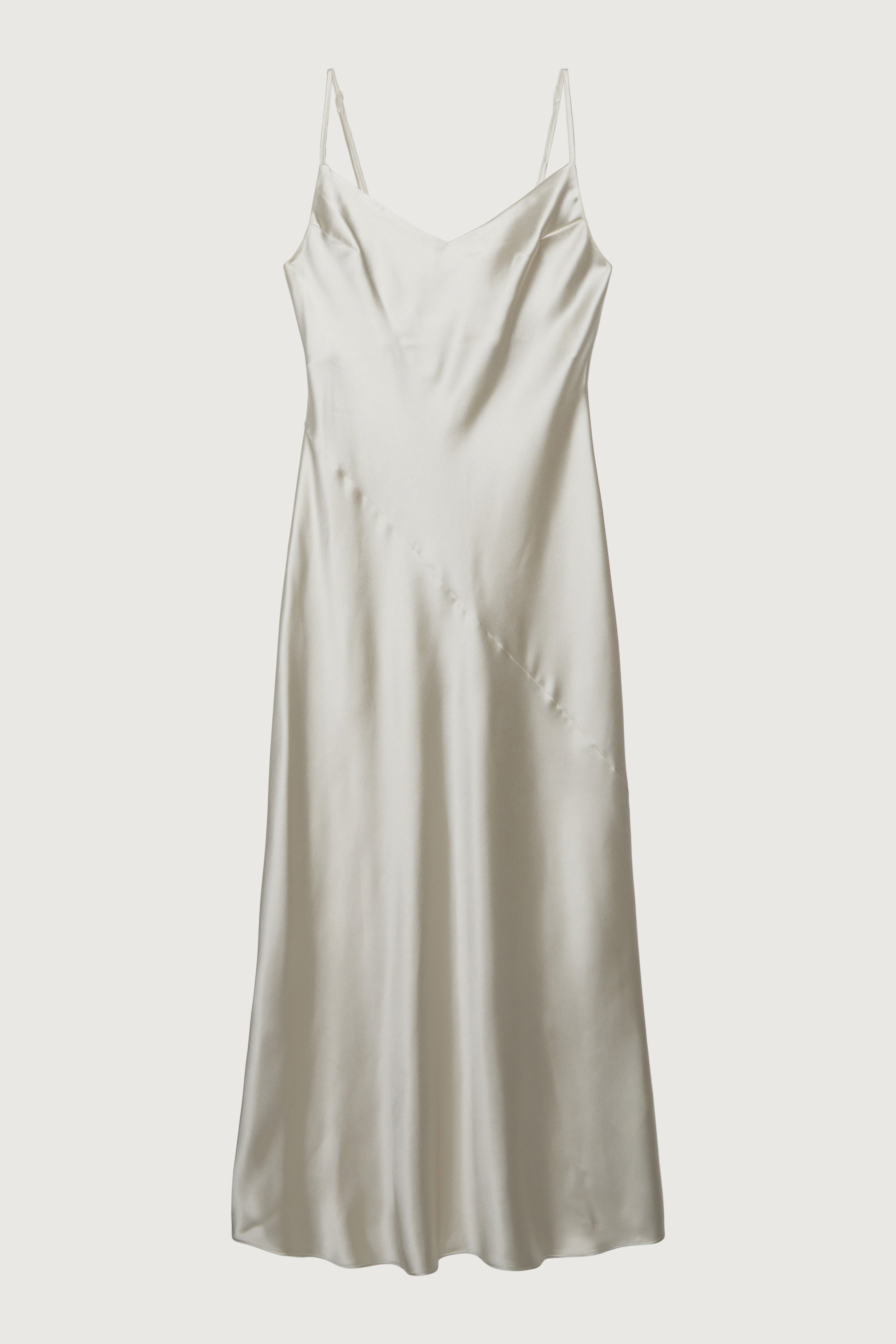 V-NECK SATIN SLIP MIDI DRESS Discount