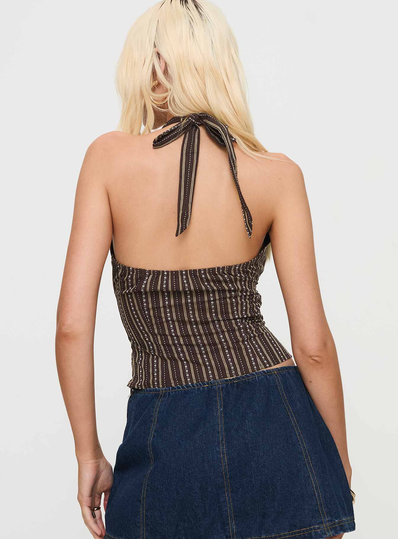 Delfine Top Brown Stripe Free Shipping Popular