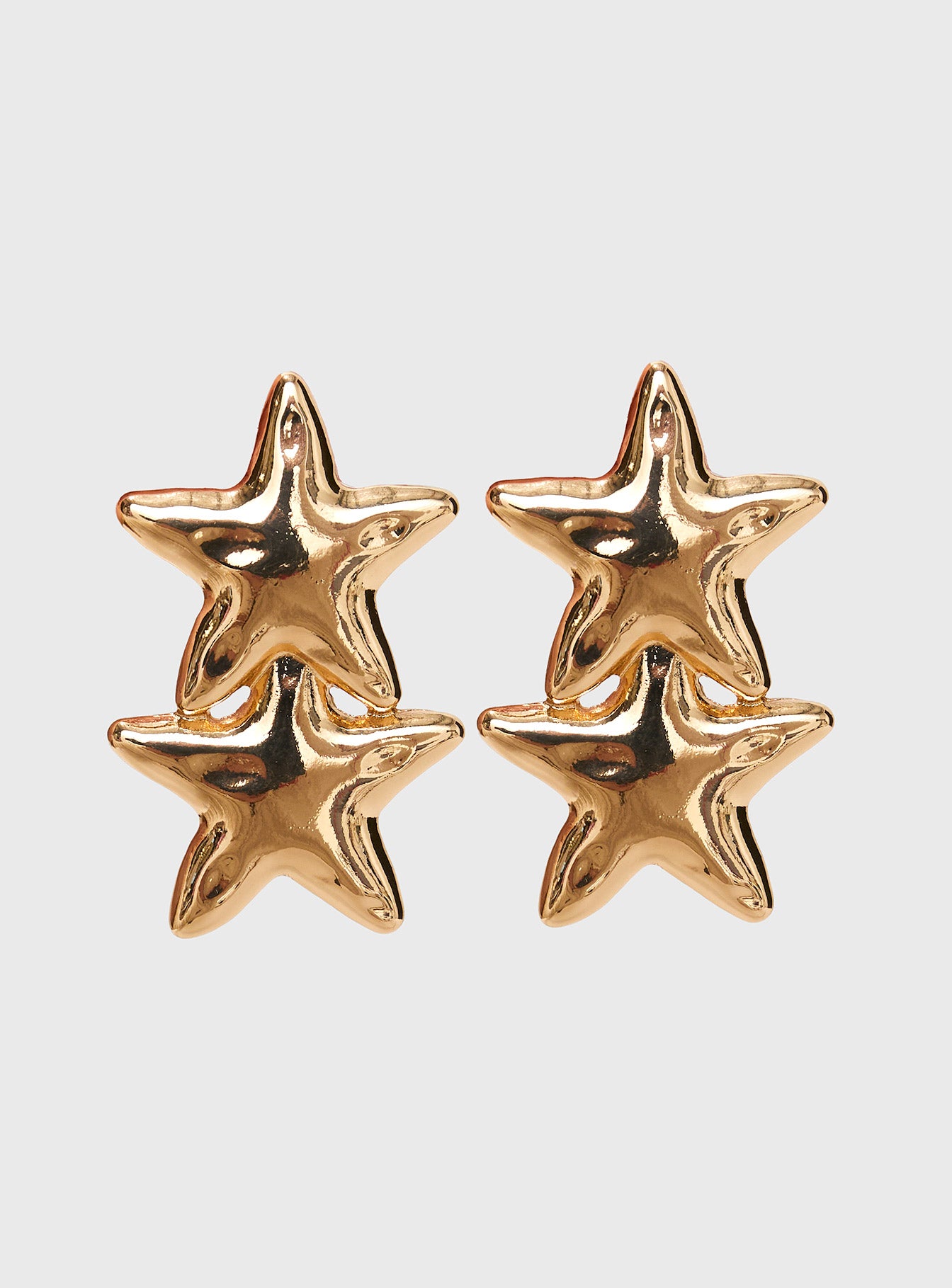 Double Star Earrings Gold Clearance Original