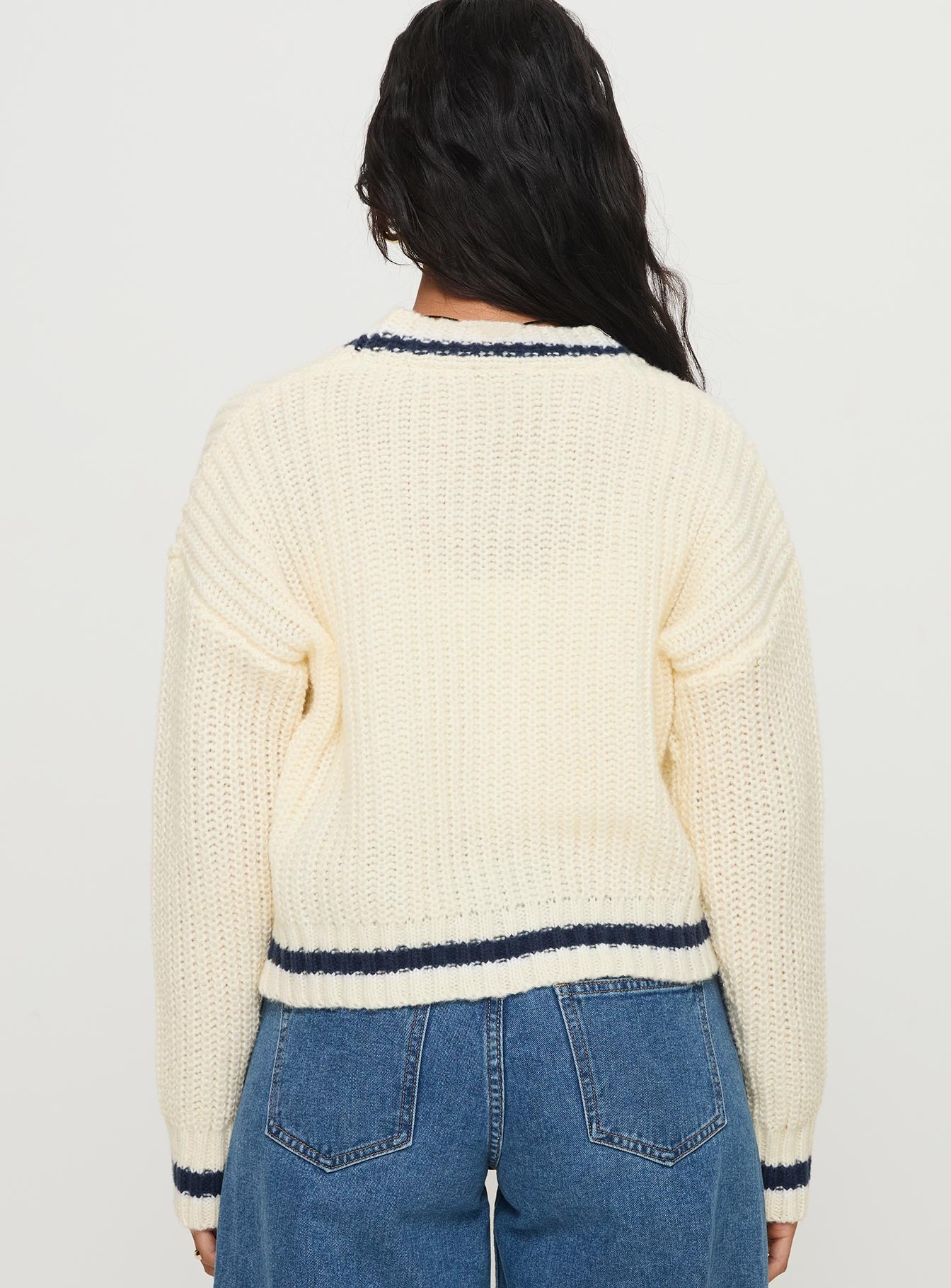 Tavian Knit Cardigan Navy / Cream Outlet Locations