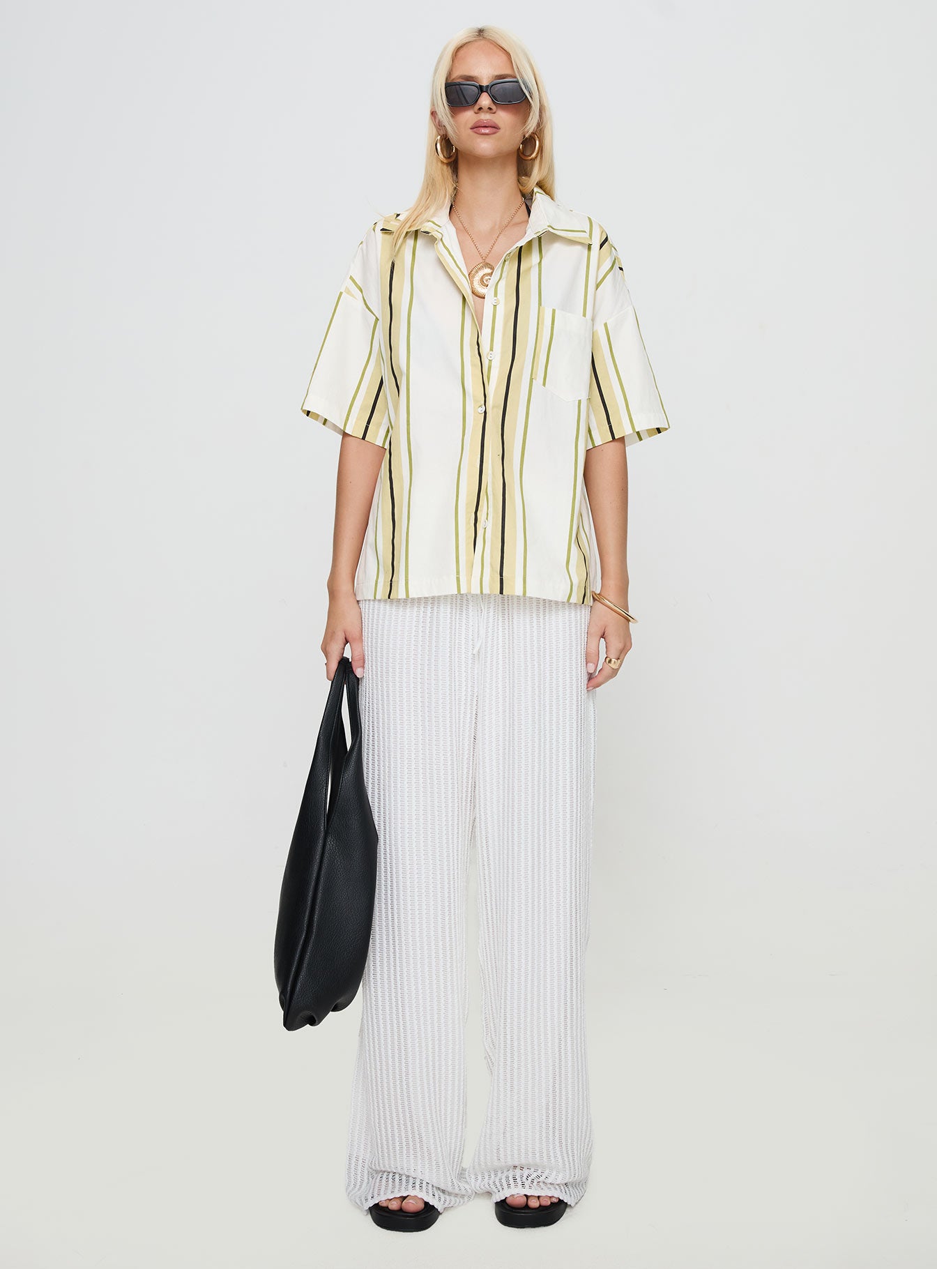 Karyn Top White / Yellow Stripe Sale Cheapest