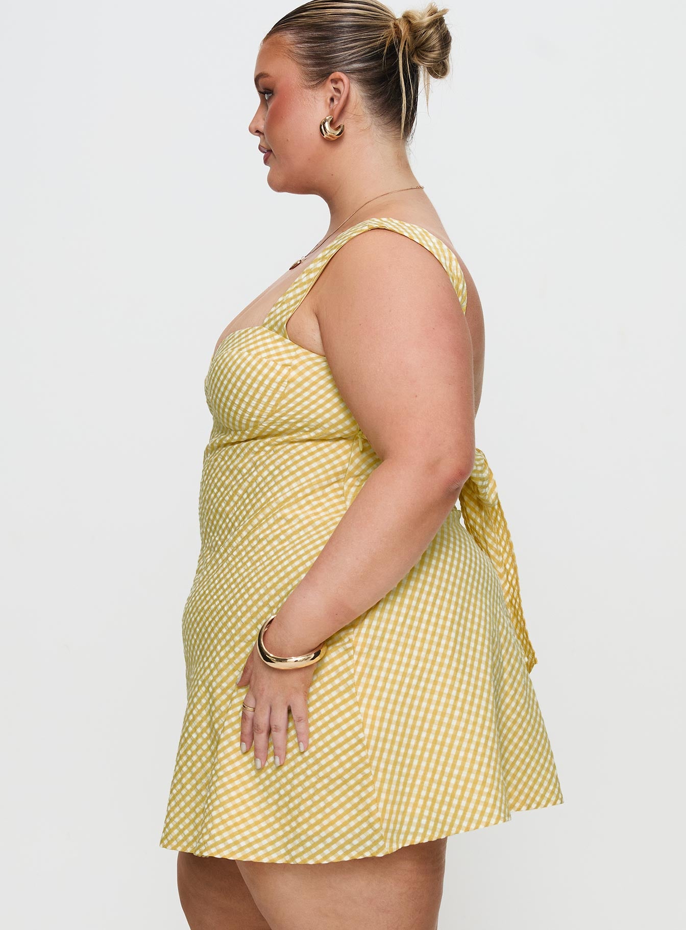 Mcbeath Mini Dress Yellow Curve Outlet Clearance