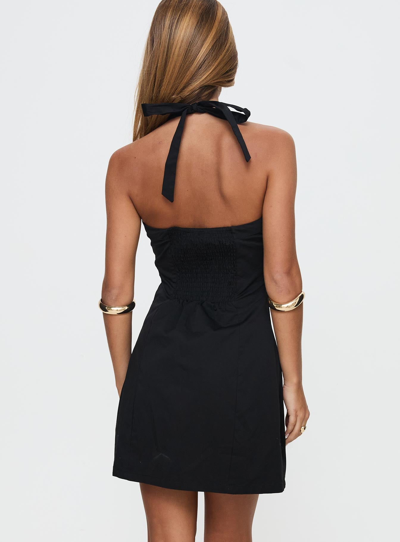 Mallorie Halter Mini Dress Black Sale 100% Authentic