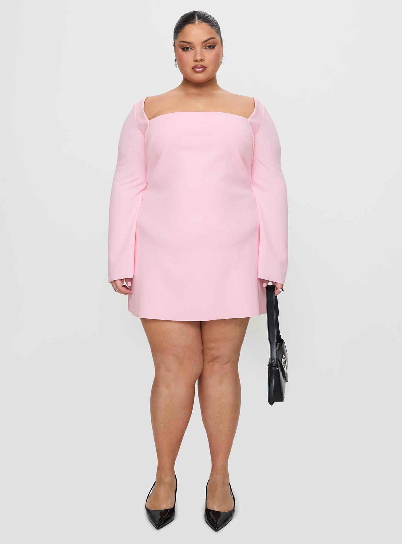 Bombshell Long Sleeve Mini Dress Pink Curve Discount Pay With Visa