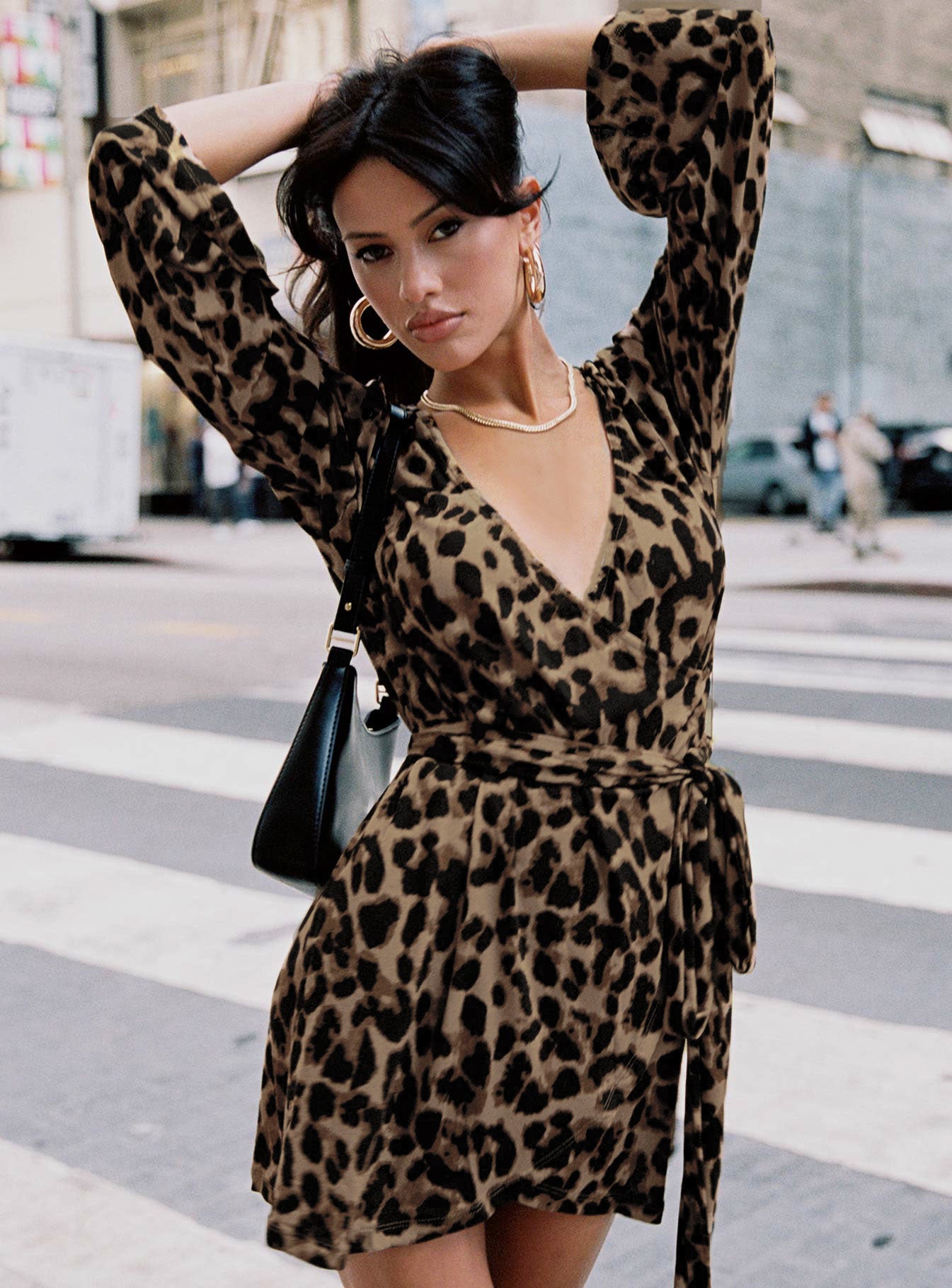 Raquela Wrap Mini Dress Leopard Outlet Geniue Stockist