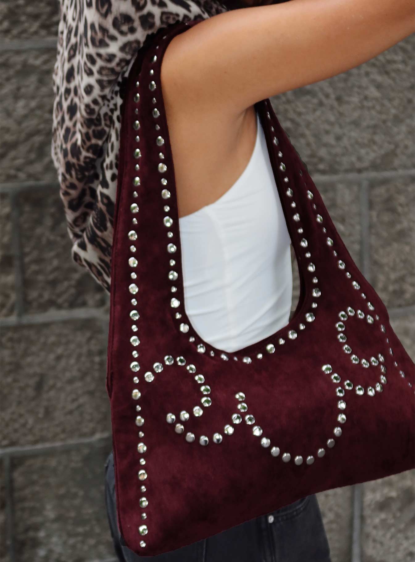 Lemoni Stud Bag Burgundy Outlet Countdown Package