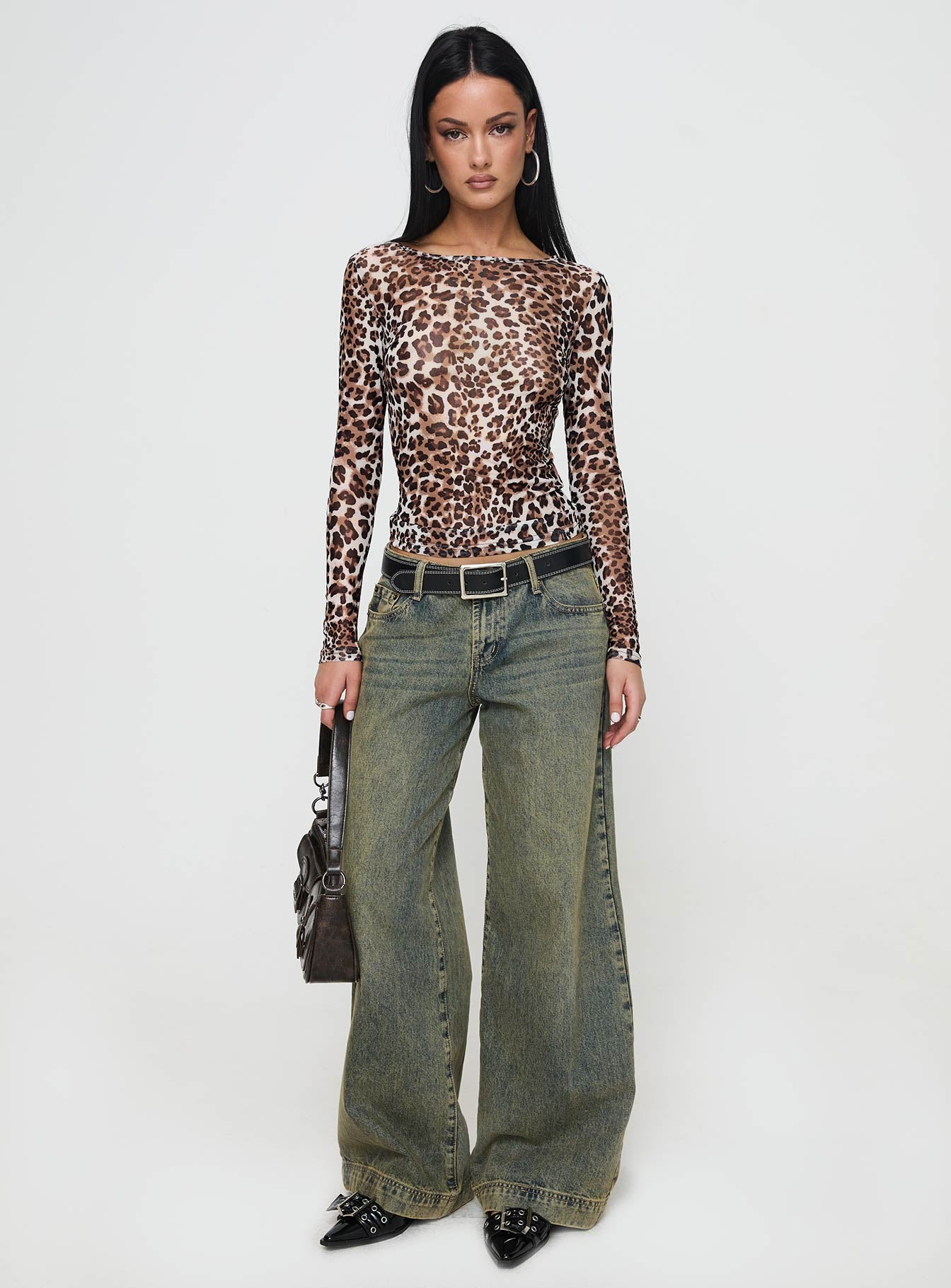 Believe Me Long Sleeve Top Leopard Sale Amazing Pice