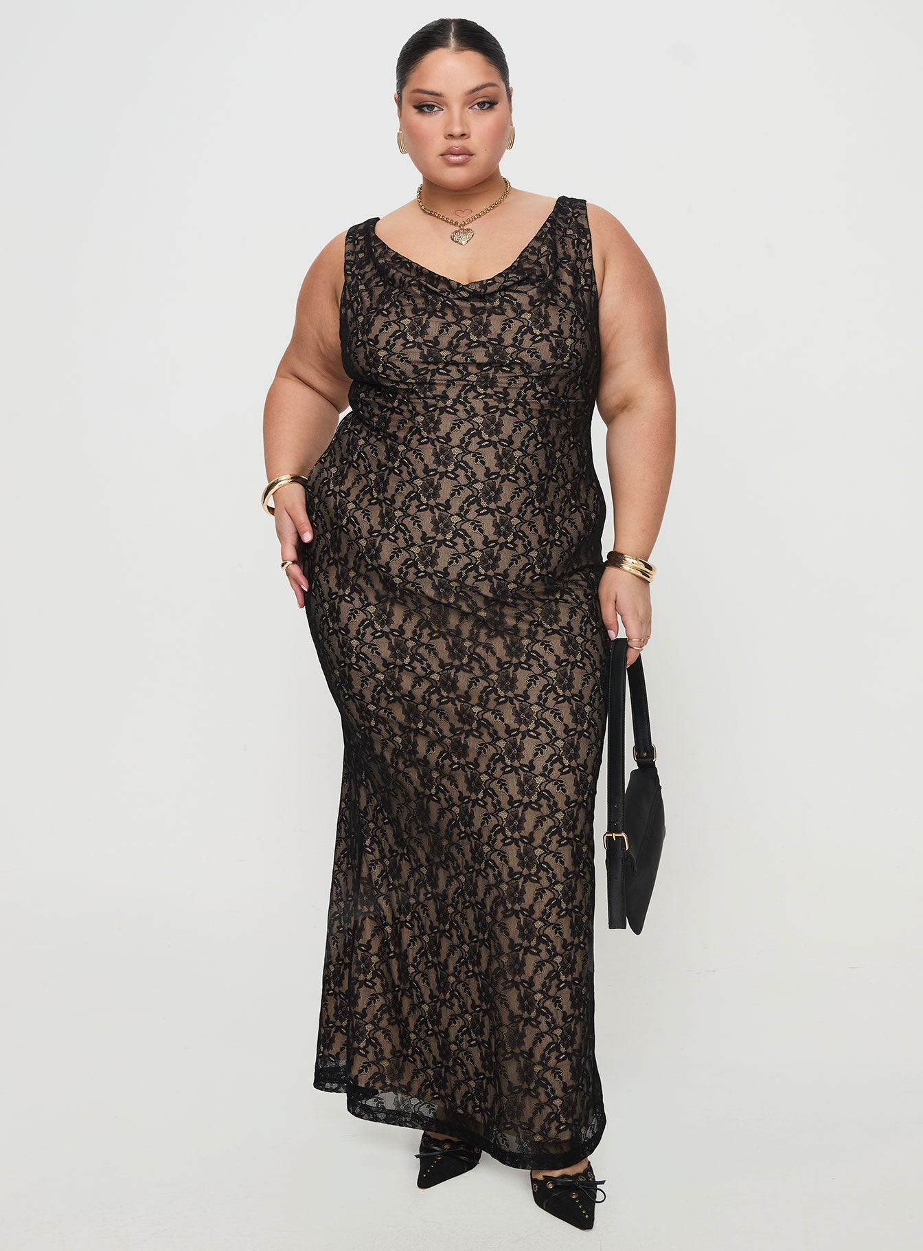 Romani Lace Maxi Dress Black Curve Cheap Sale Outlet