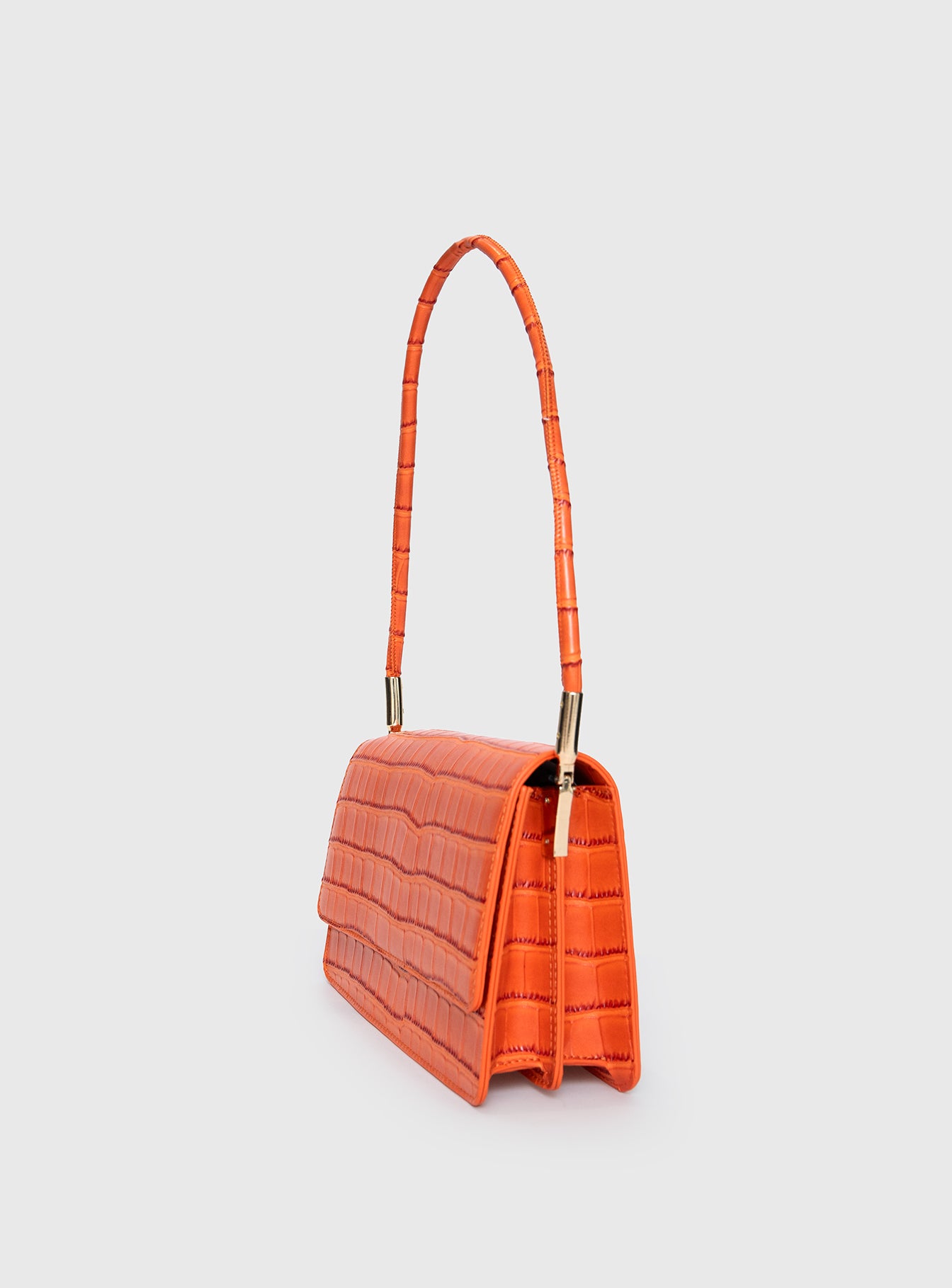 Moshe Croc Shoulder Bag Orange Outlet 2025