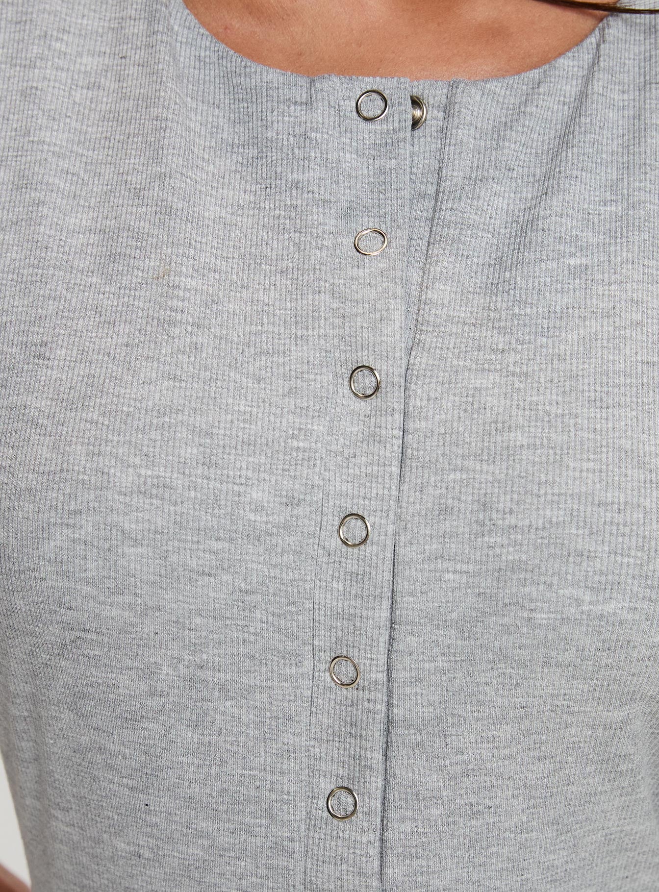 Good Impression Button Up Bodysuit Grey Get Authentic