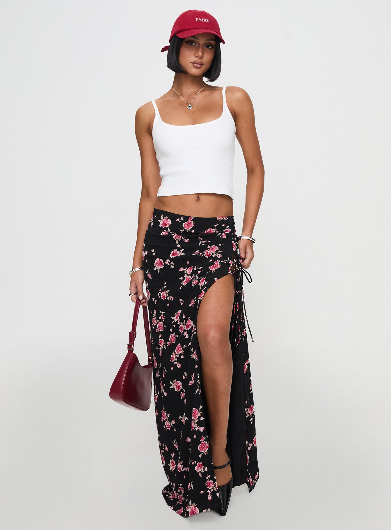 Rhomana Maxi Skirt Black Floral Free Shipping Looking For