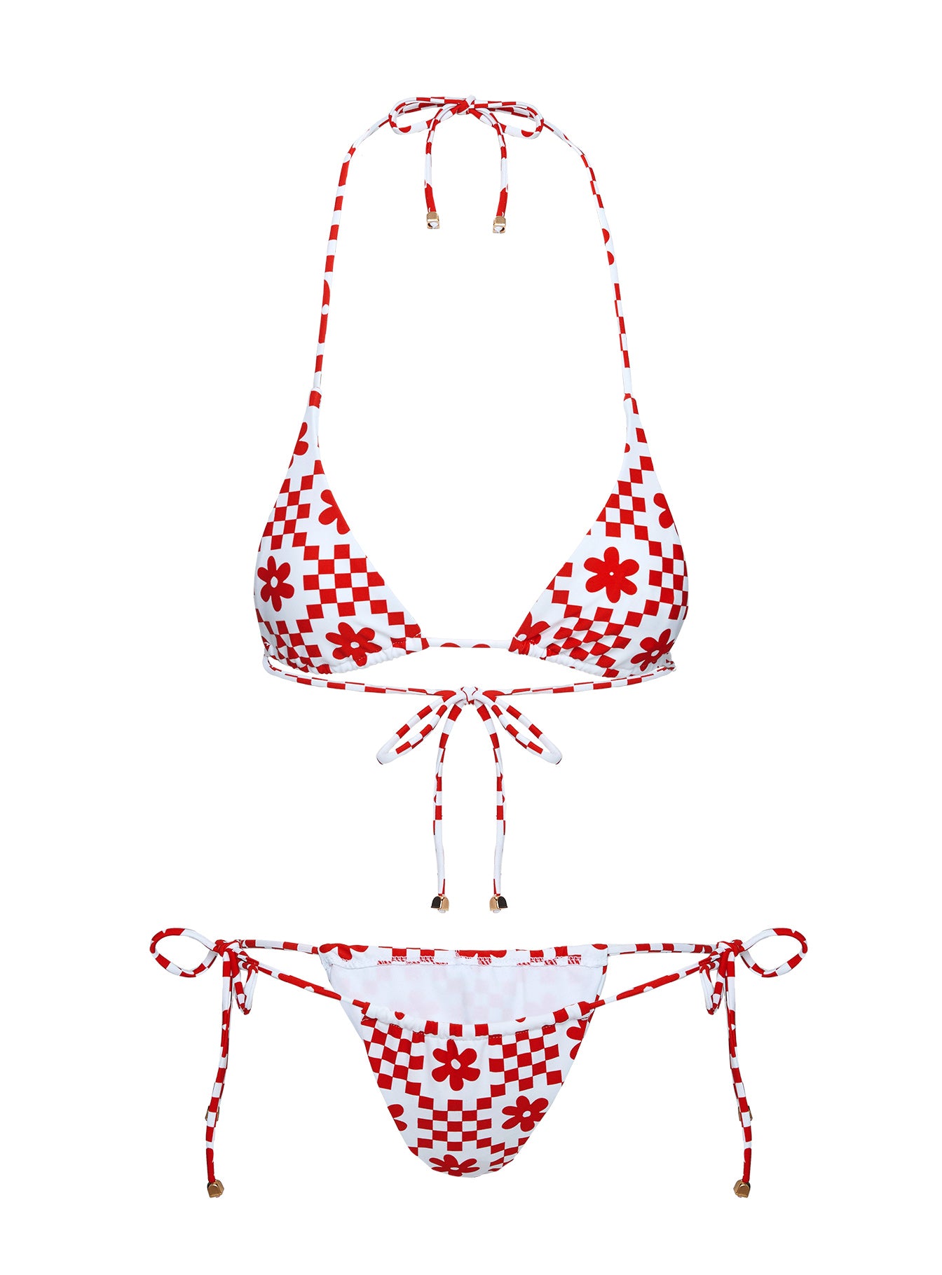 Jenner Triangle Bikini Top Red Check Free Shipping Low Cost