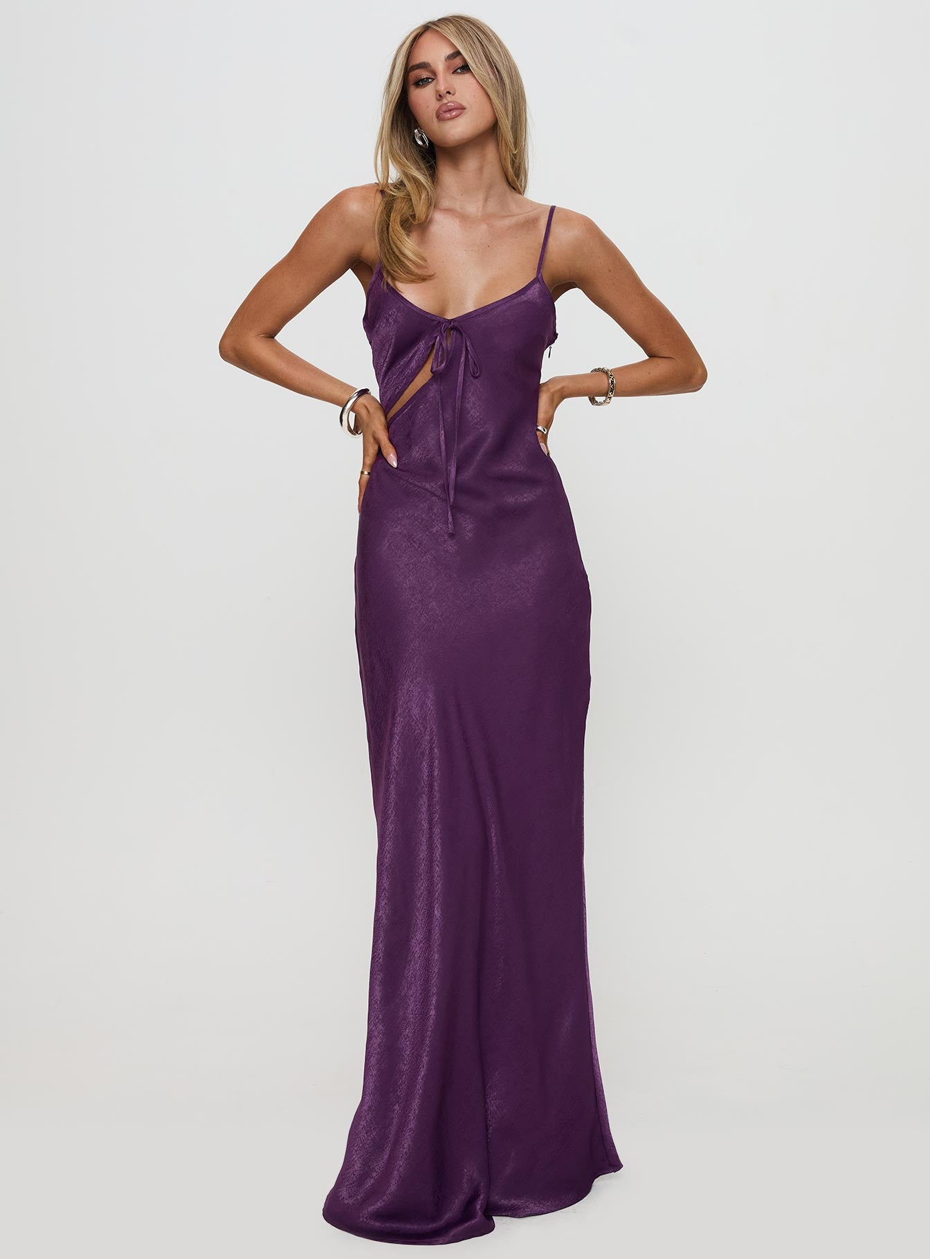 Linger Bias Cut Maxi Dress Purple Discount Cheapest